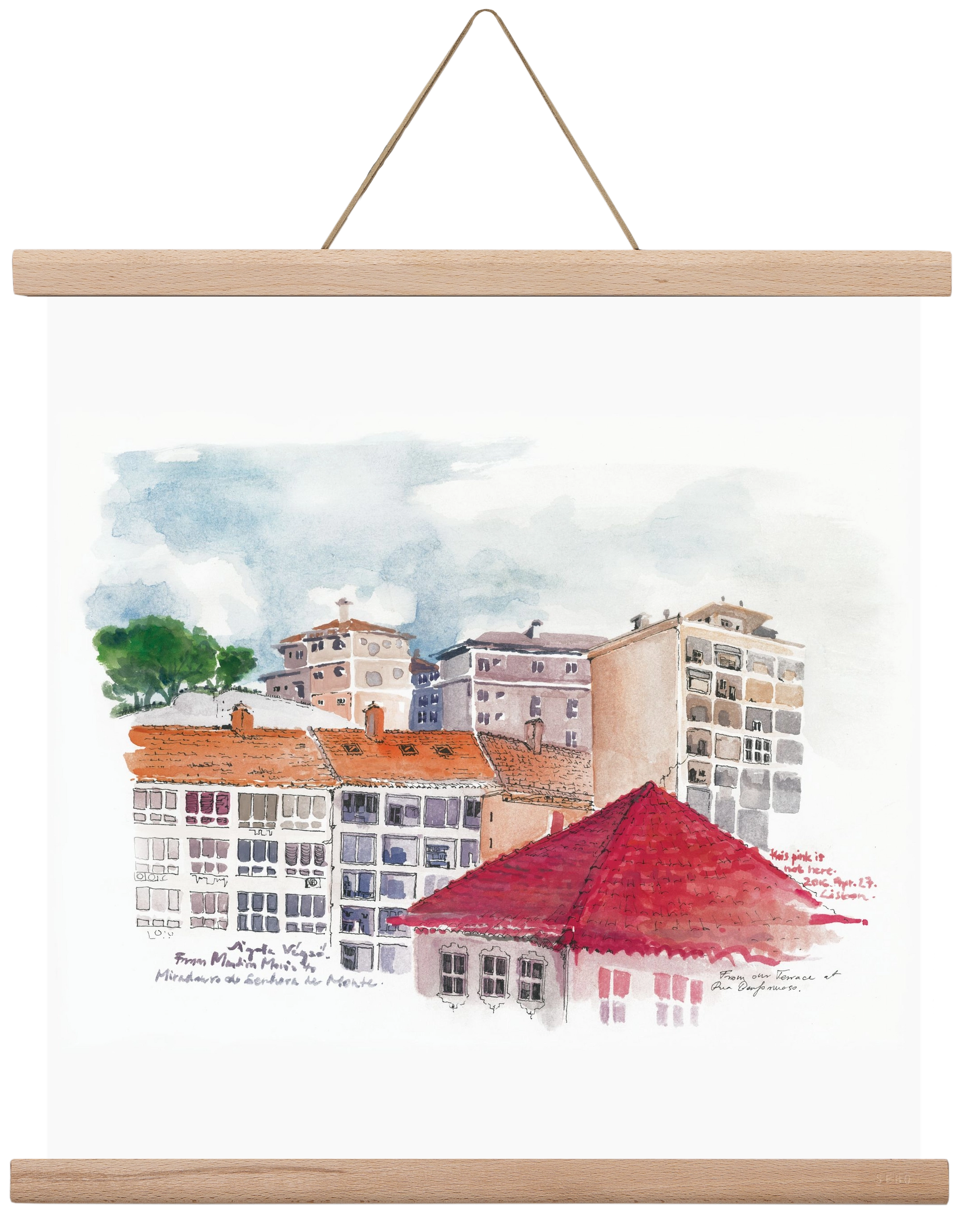 LISBON AQUARELLE NO.15, 40x40 cm (40x40 cm), Tölgy akasztó