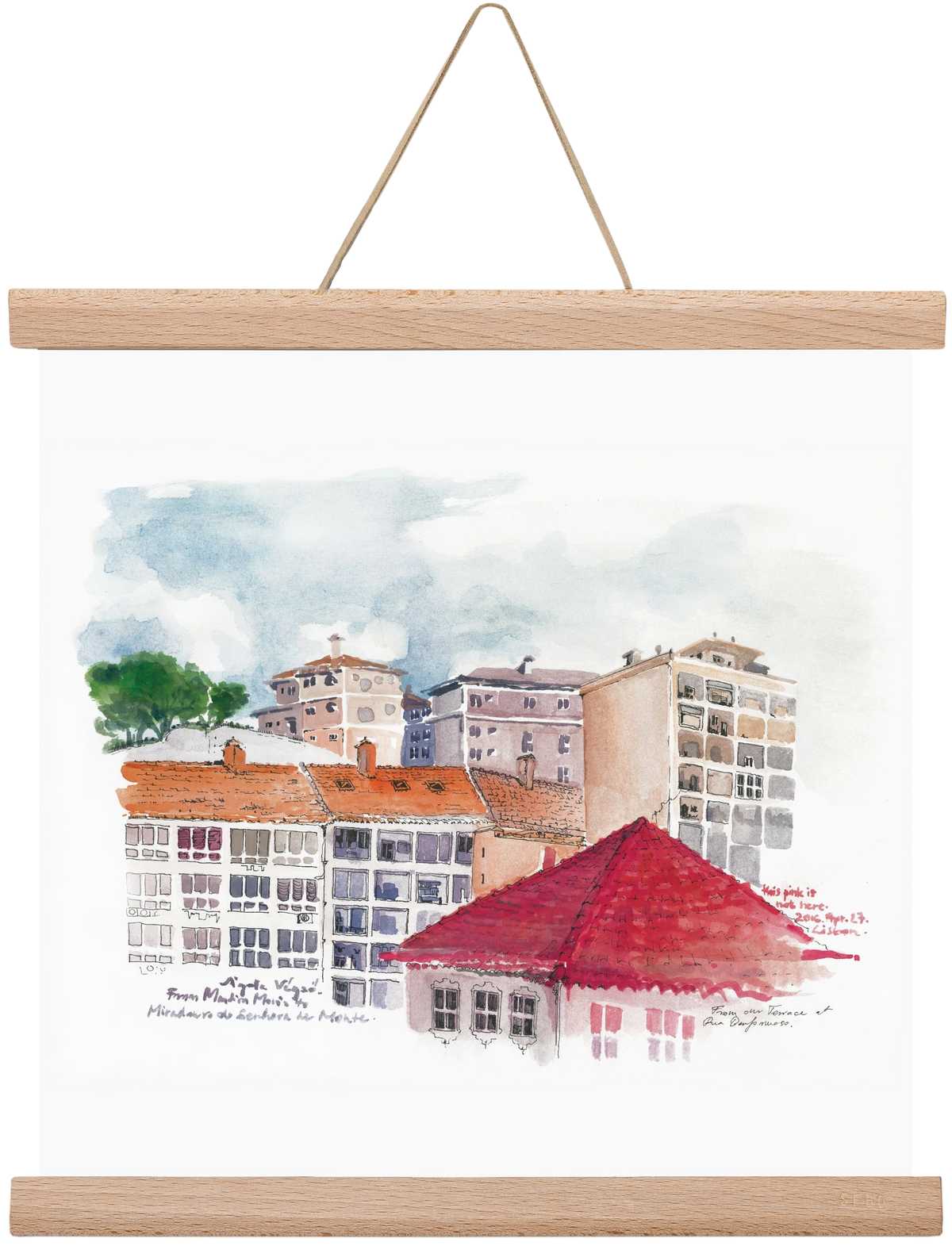 LISBON AQUARELLE NO.15, 30x30 cm (30x30 cm), Tölgy akasztó