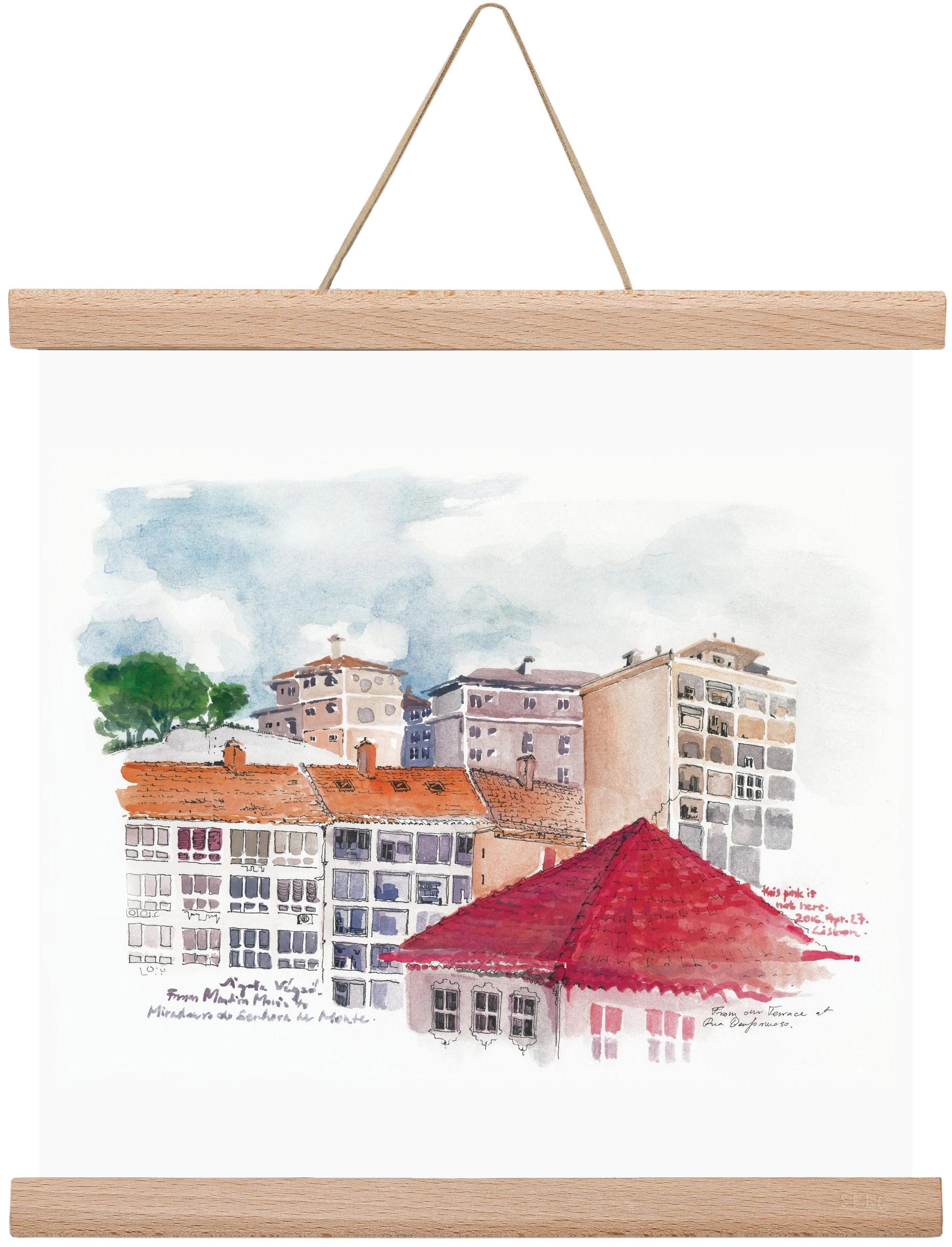 LISBON AQUARELLE NO.15, 30x30 cm (30x30 cm), Tölgy akasztó