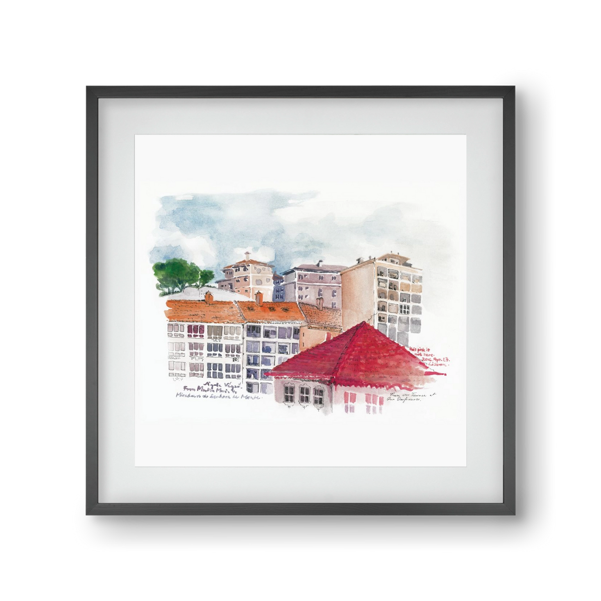 LISBON AQUARELLE NO.15, 30x30 cm (20x20 cm), Fekete keret, paszpartuval