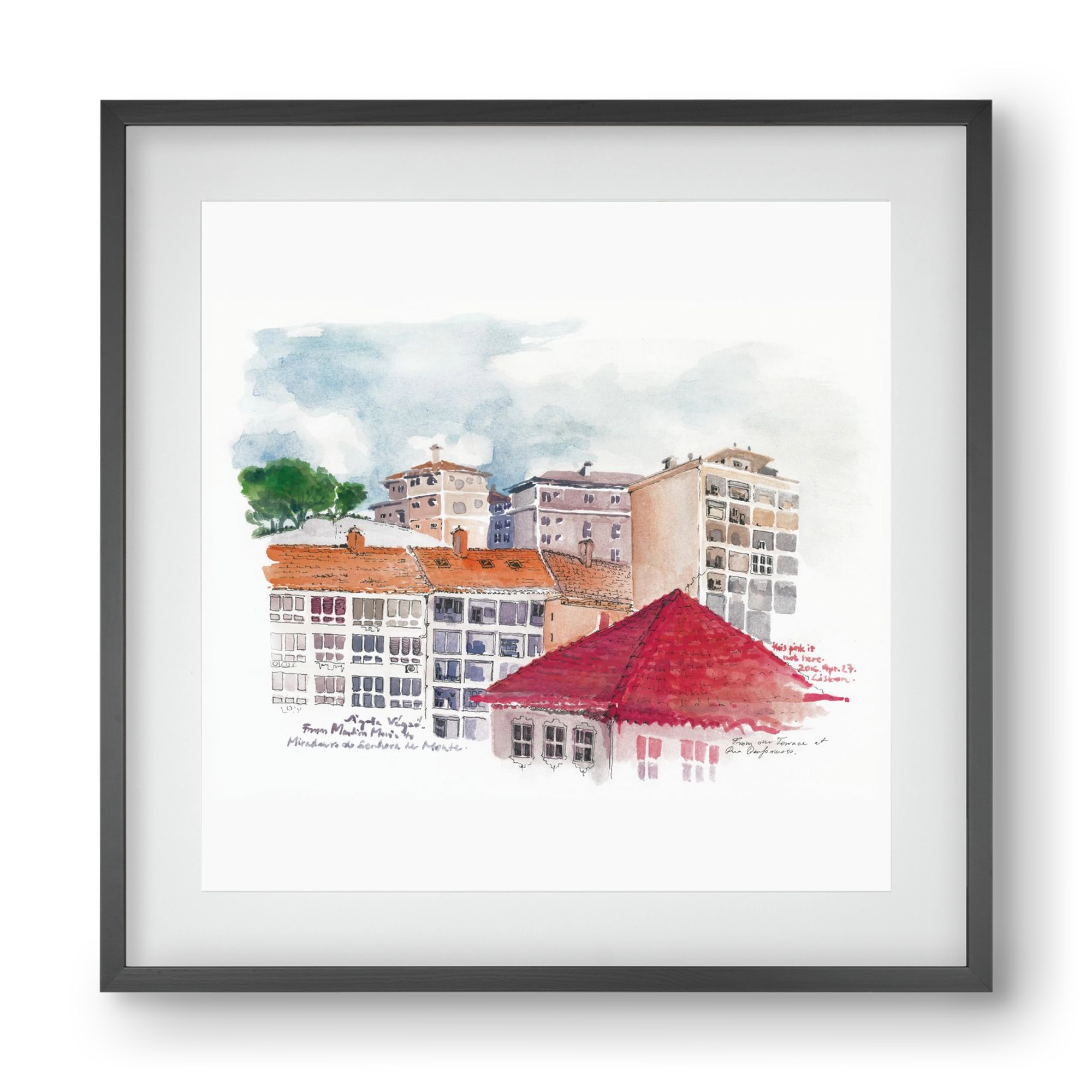 LISBON AQUARELLE NO.15, 40x40 cm (30x30 cm), Fekete keret, paszpartuval