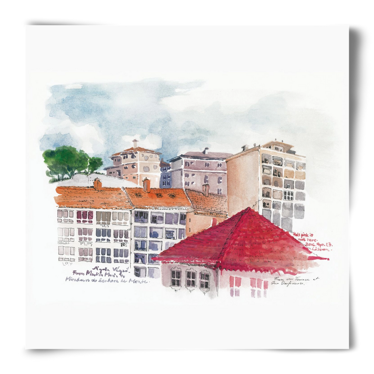 LISBON AQUARELLE NO.15, 50x50 cm, Keret nélkül