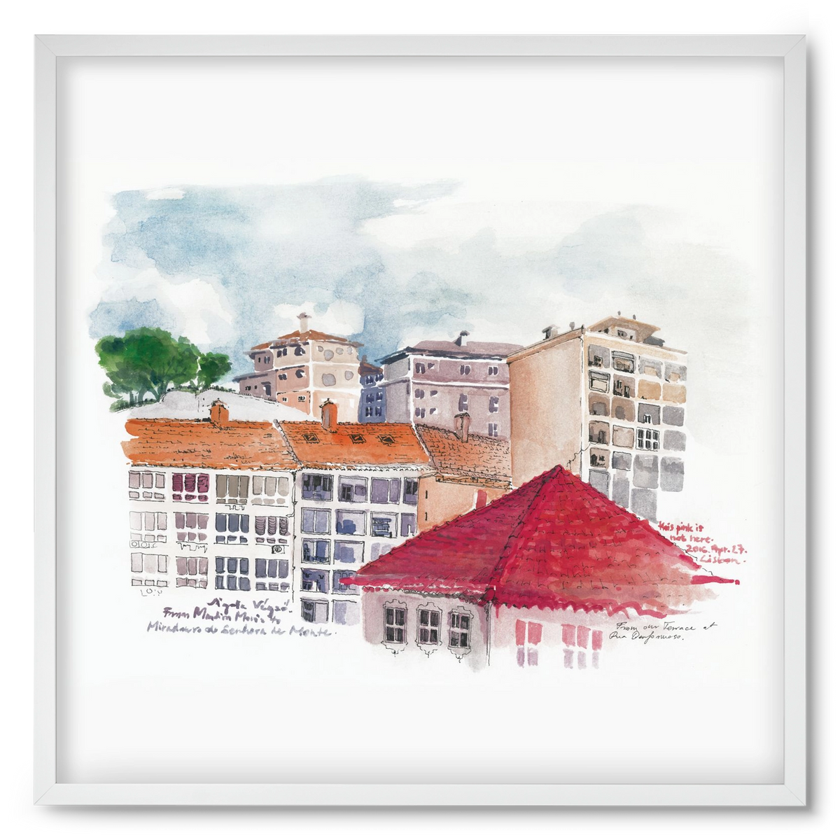 LISBON AQUARELLE NO.15, 50x50 cm (50x50 cm), Fehér keret