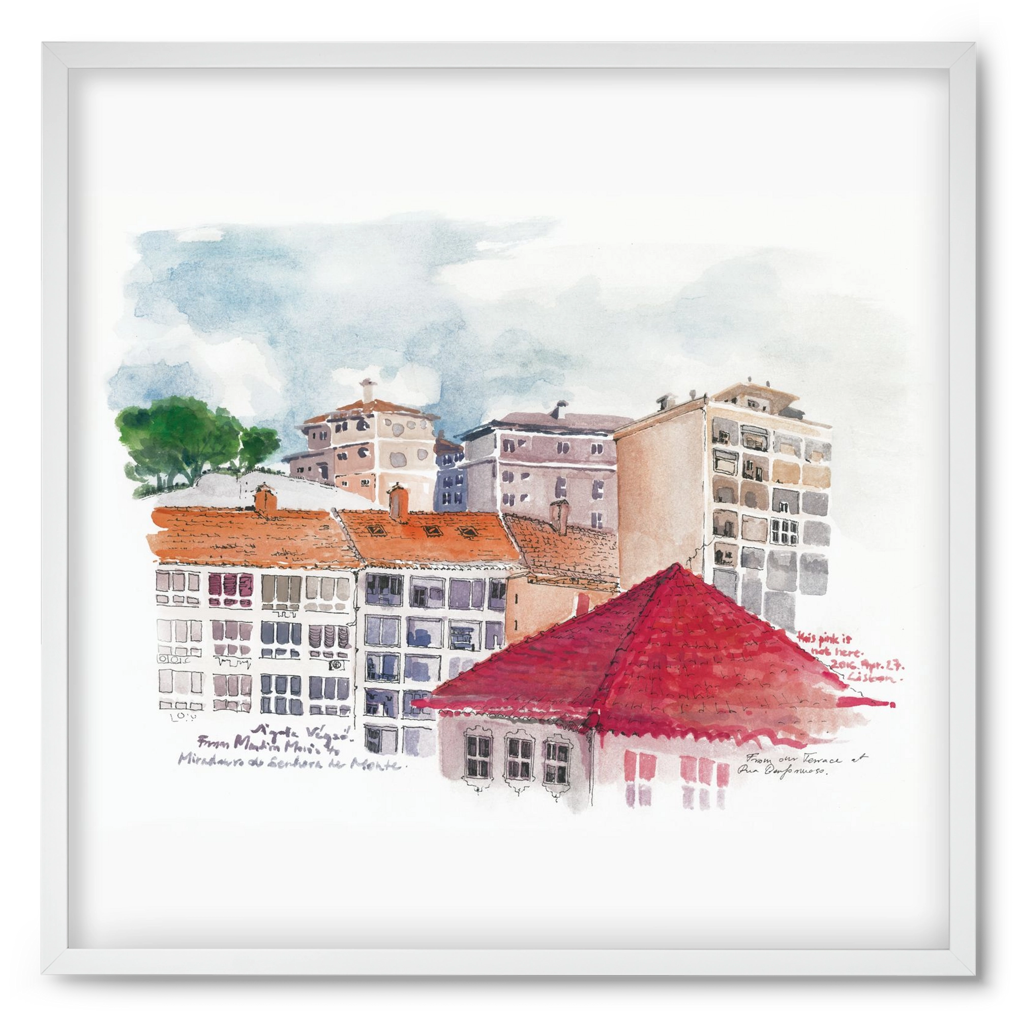 LISBON AQUARELLE NO.15, 50x50 cm (50x50 cm), Fehér keret