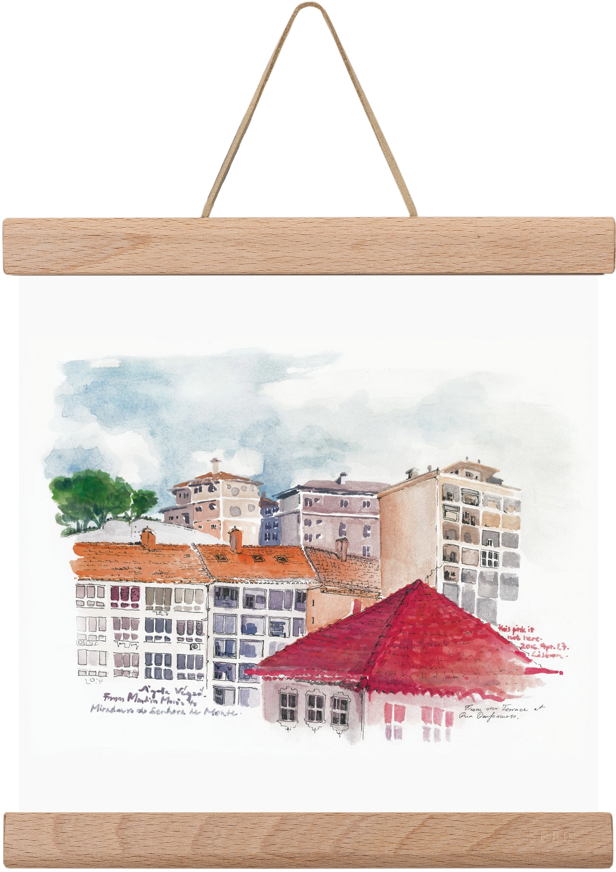 LISBON AQUARELLE NO.15, 20x20 cm (20x20 cm), Tölgy akasztó