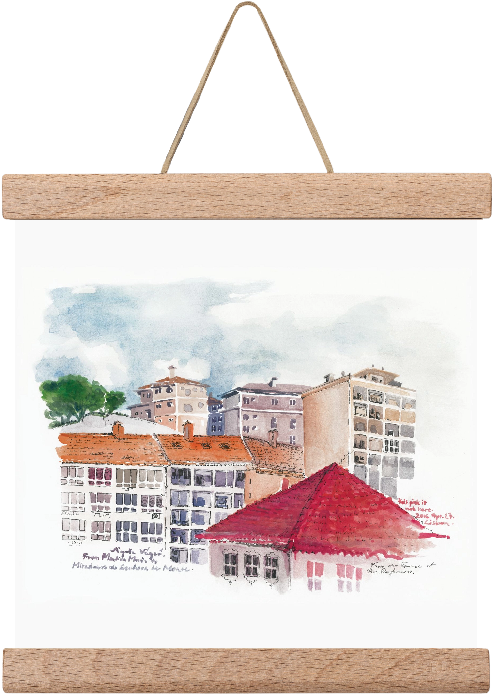 LISBON AQUARELLE NO.15, 20x20 cm (20x20 cm), Tölgy akasztó