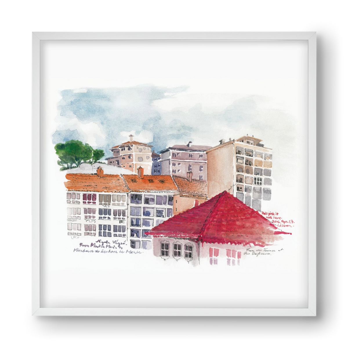 LISBON AQUARELLE NO.15, 40x40 cm (40x40 cm), Fehér keret