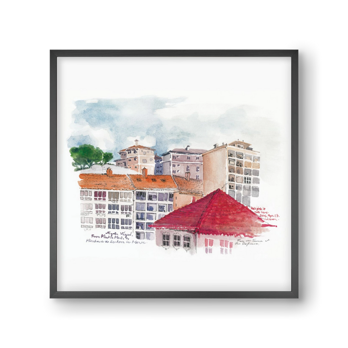 LISBON AQUARELLE NO.15, 30x30 cm (30x30 cm), Fekete keret