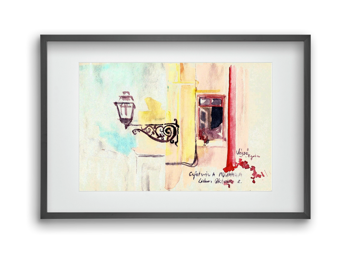 LISBON AQUARELLE NO.16, 45x30 cm (30x20 cm), Fekete keret, paszpartuval
