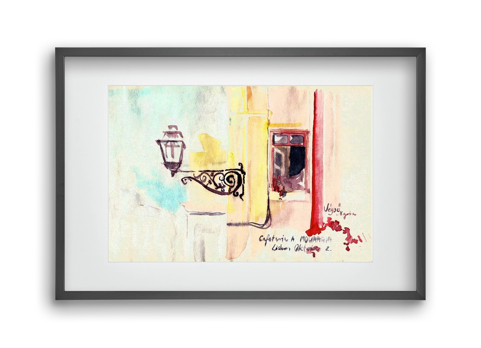LISBON AQUARELLE NO.16, 45x30 cm (30x20 cm), Fekete keret, paszpartuval