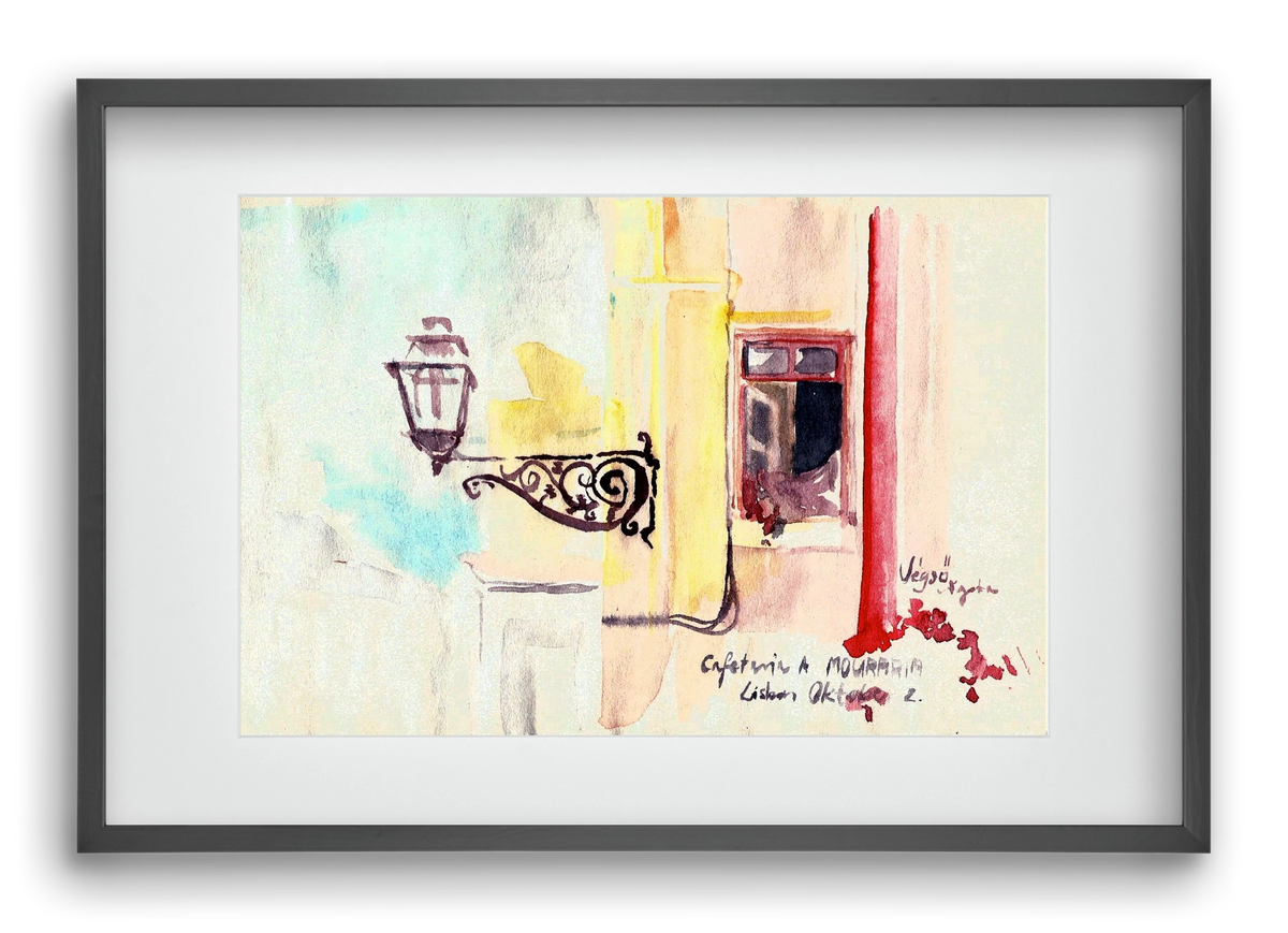 LISBON AQUARELLE NO.16, 60x40 cm (45x30 cm), Fekete keret, paszpartuval