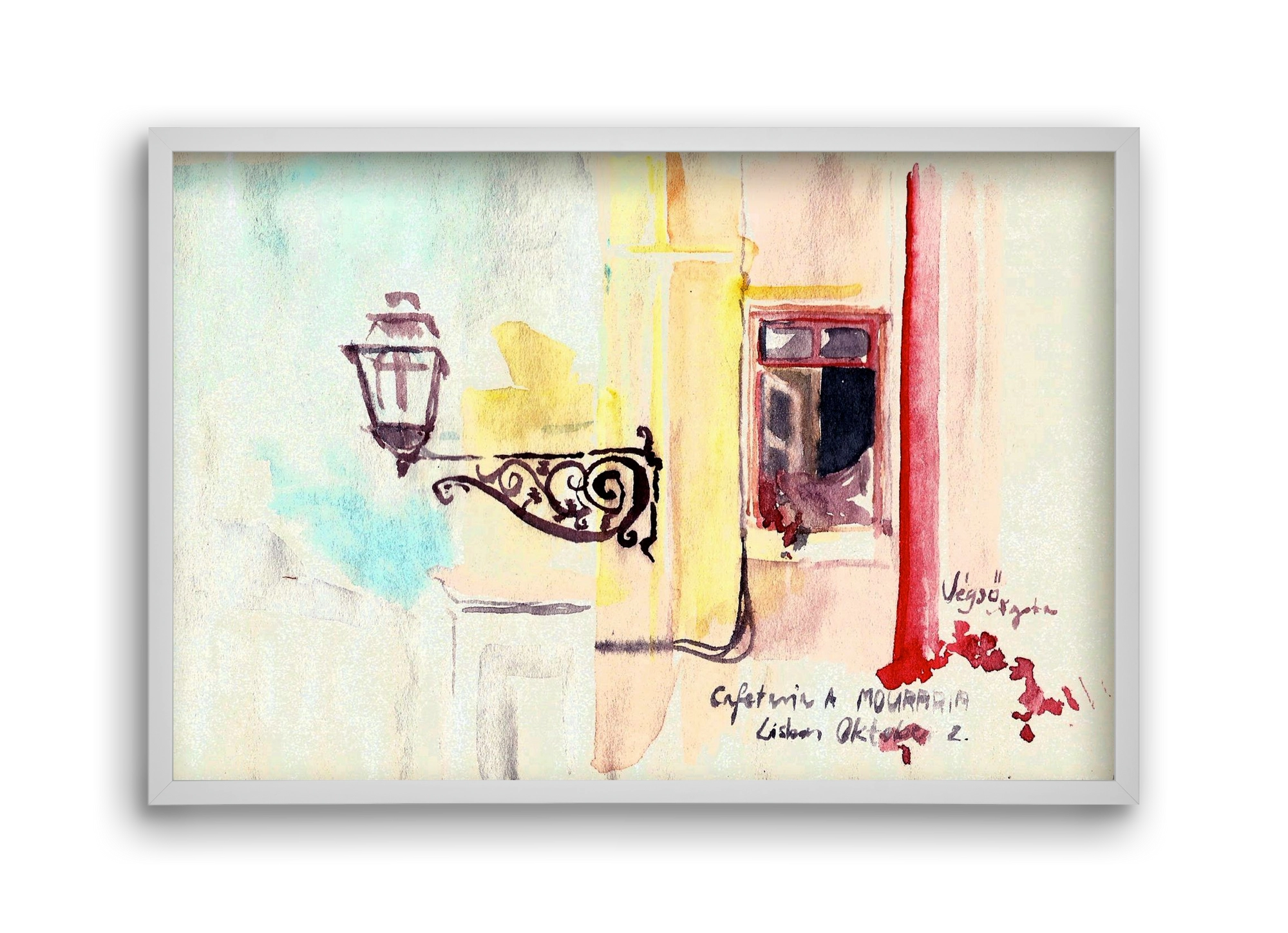 LISBON AQUARELLE NO.16, 45x30 cm (45x30 cm), Fehér keret