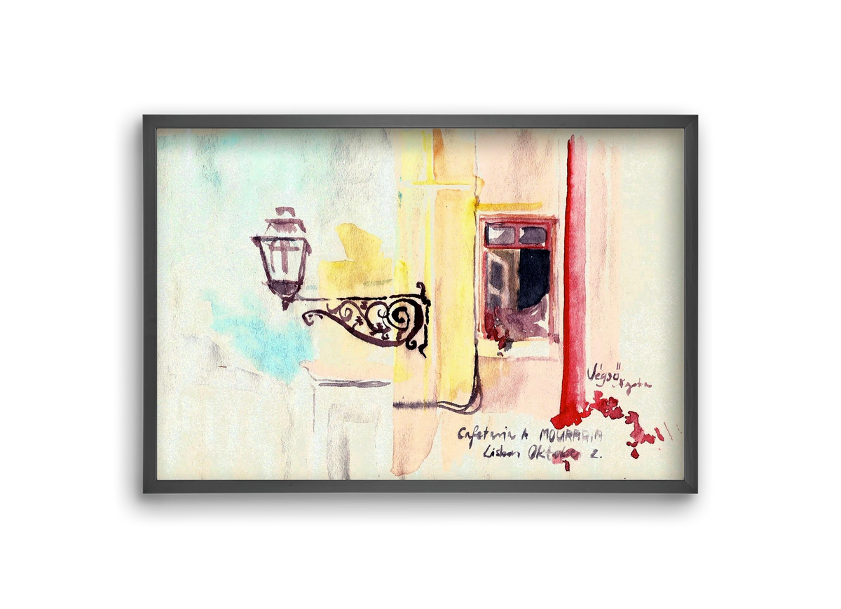 LISBON AQUARELLE NO.16, 30x20 cm (30x20 cm), Fekete keret