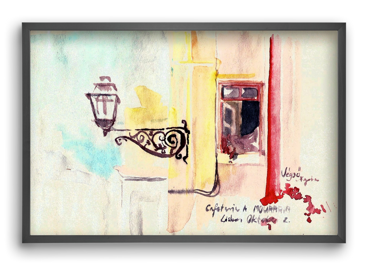 LISBON AQUARELLE NO.16, 60x40 cm (60x40 cm), Fekete keret