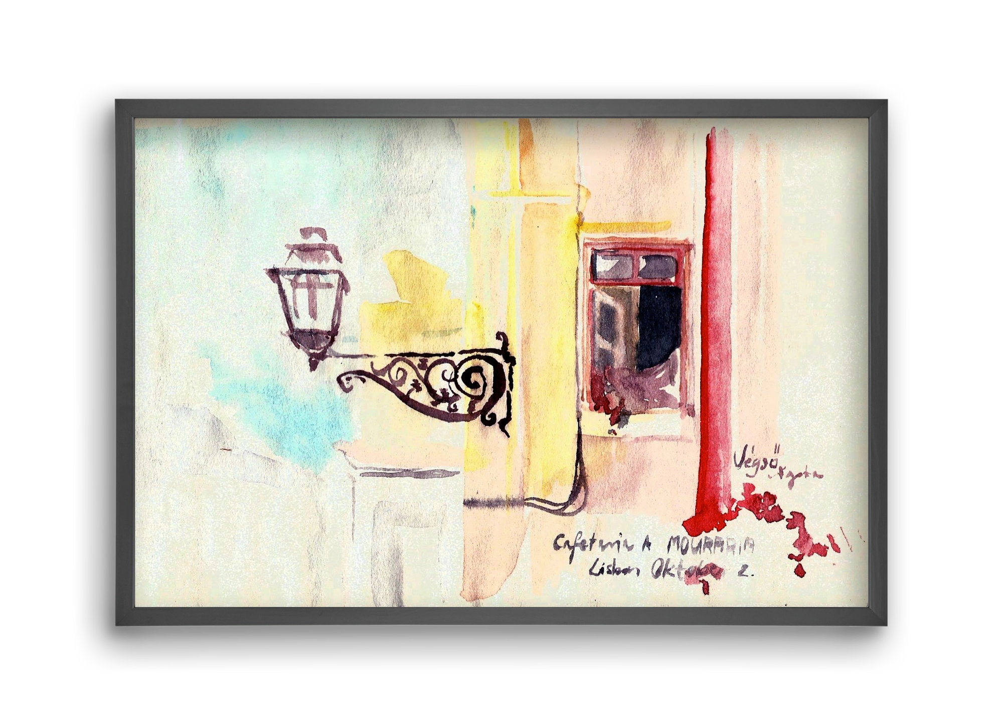 LISBON AQUARELLE NO.16, 45x30 cm (45x30 cm), Fekete keret
