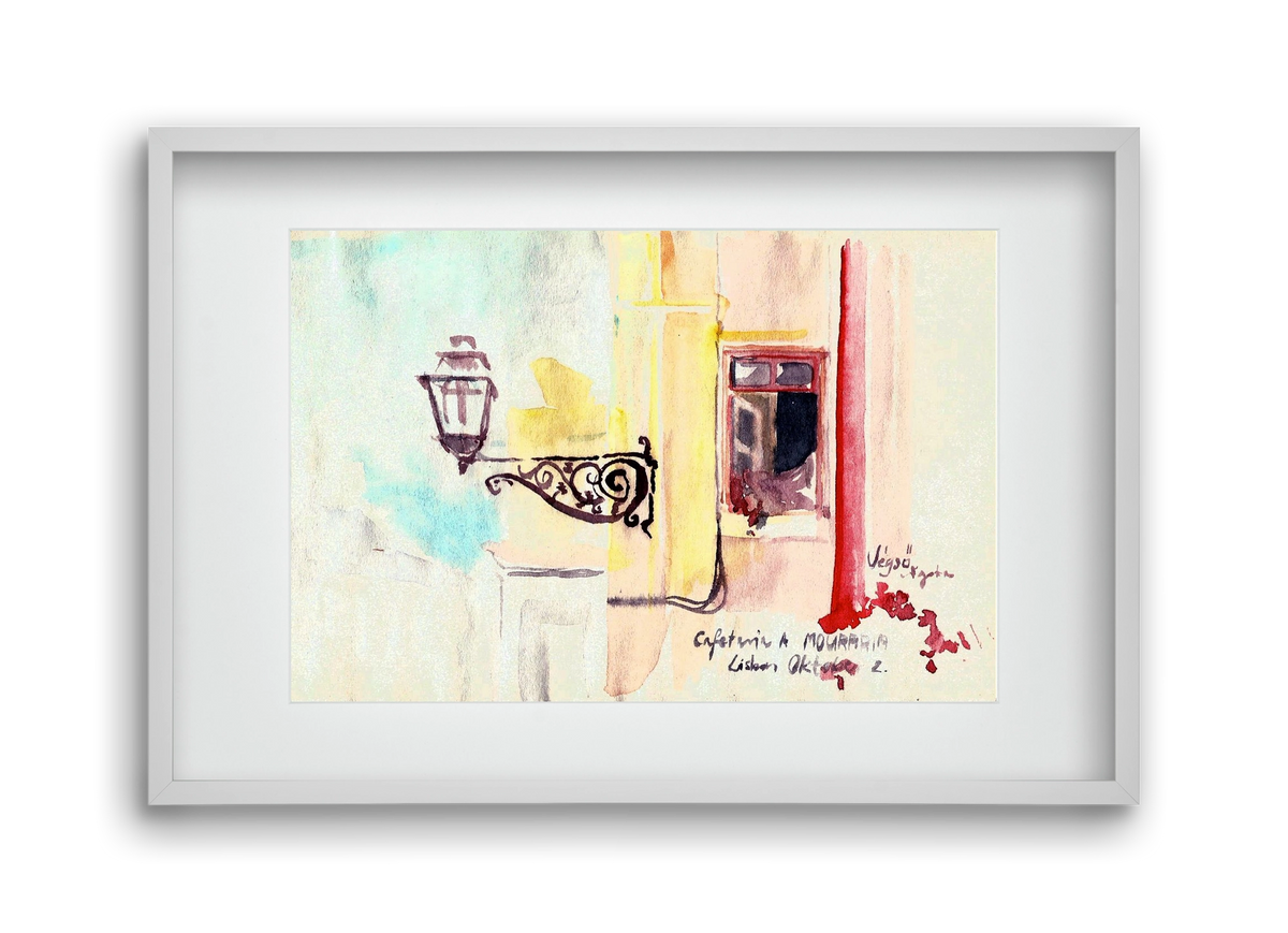 LISBON AQUARELLE NO.16, 45x30 cm (30x20 cm), Fehér keret, paszpartuval