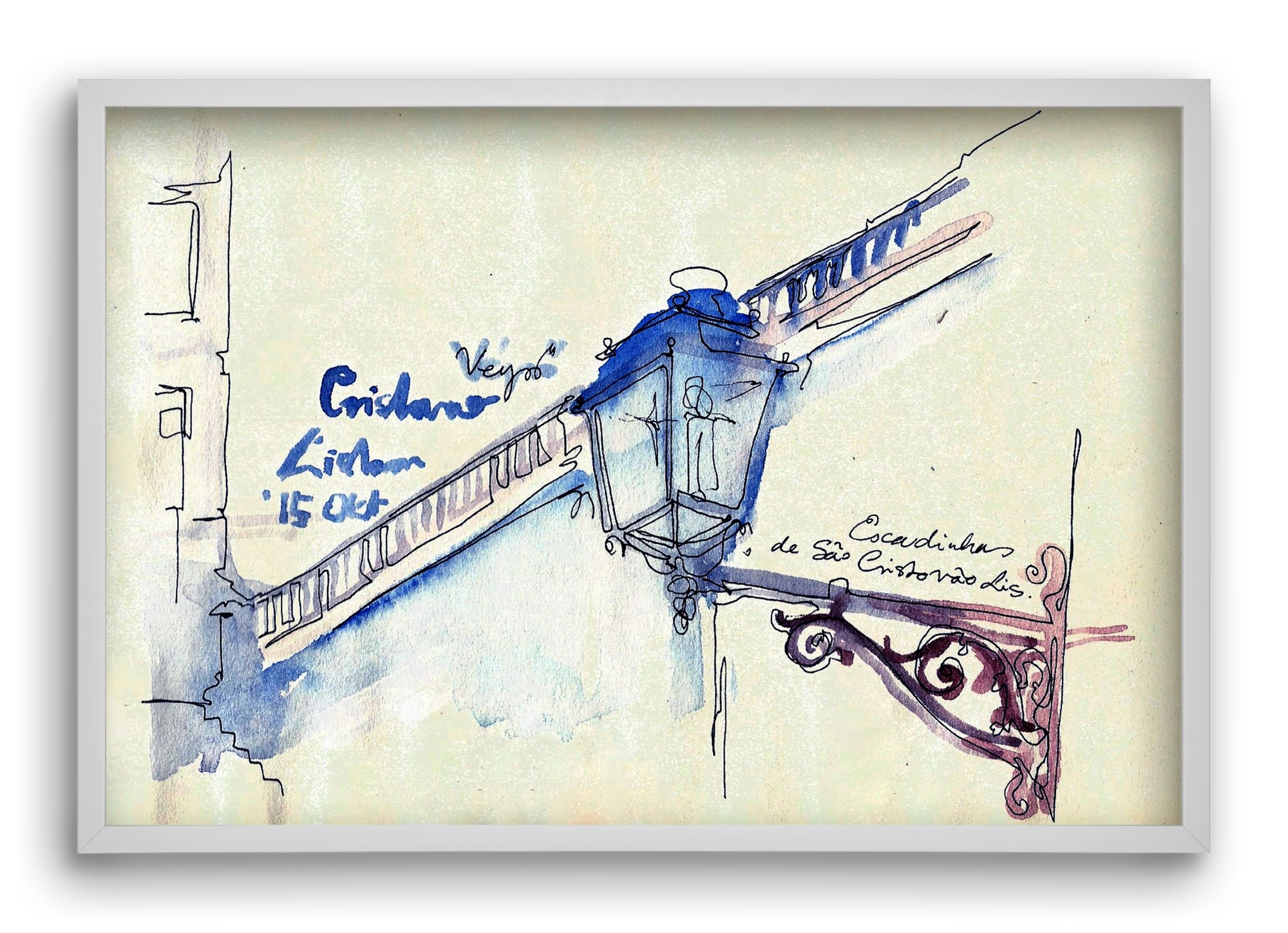 LISBON AQUARELLE NO.17, 60x40 cm (60x40 cm), Fehér keret