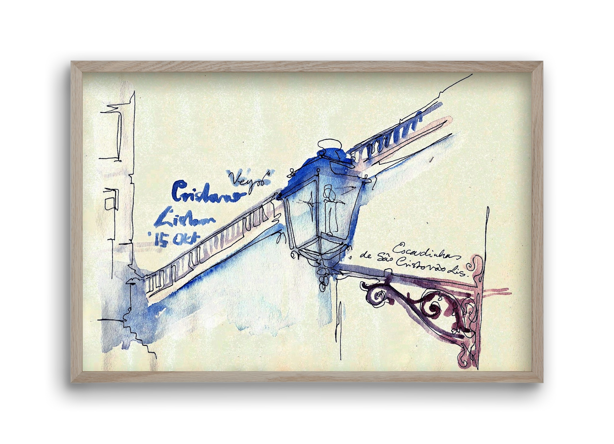 LISBON AQUARELLE NO.17, 45x30 cm (45x30 cm), Tölgy keret