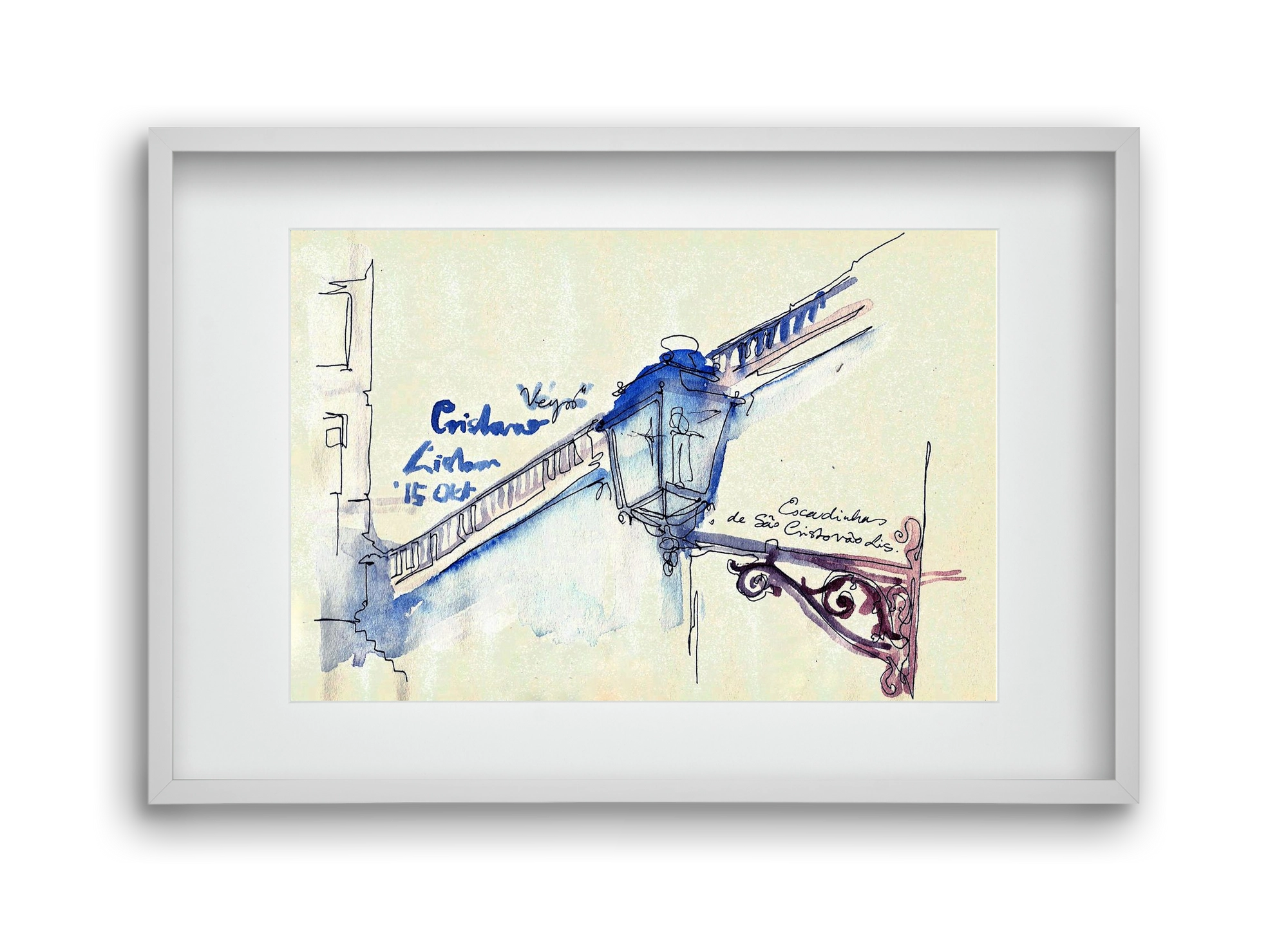 LISBON AQUARELLE NO.17, 45x30 cm (30x20 cm), Fehér keret, paszpartuval