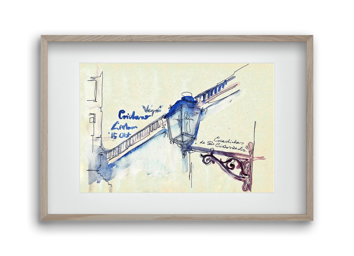 LISBON AQUARELLE NO.17, 45x30 cm (30x20 cm), Tölgy keret, paszpartuval