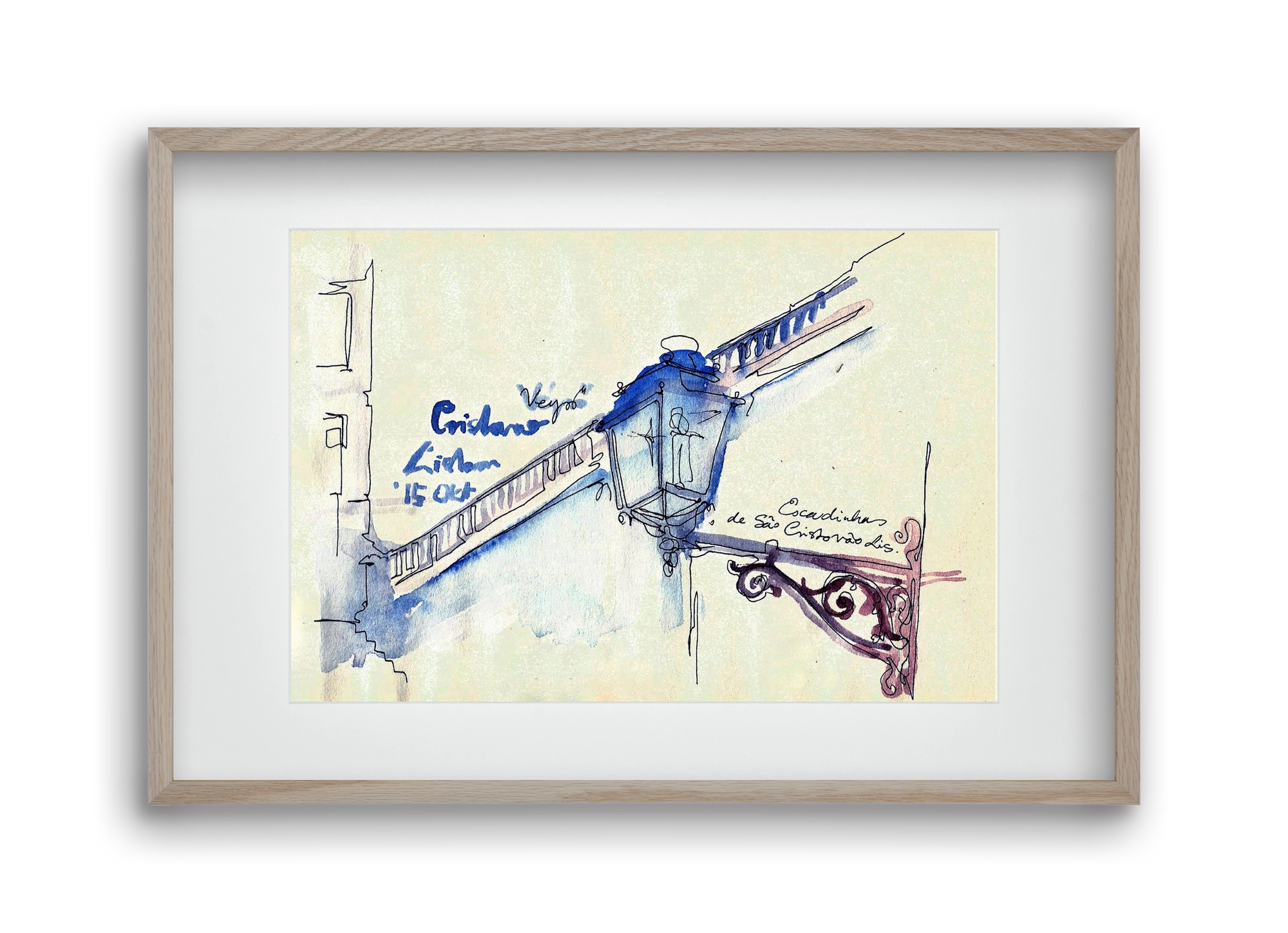 LISBON AQUARELLE NO.17, 45x30 cm (30x20 cm), Tölgy keret, paszpartuval