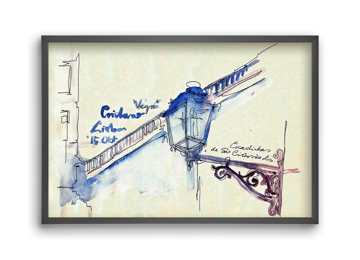 LISBON AQUARELLE NO.17, 45x30 cm (45x30 cm), Fekete keret