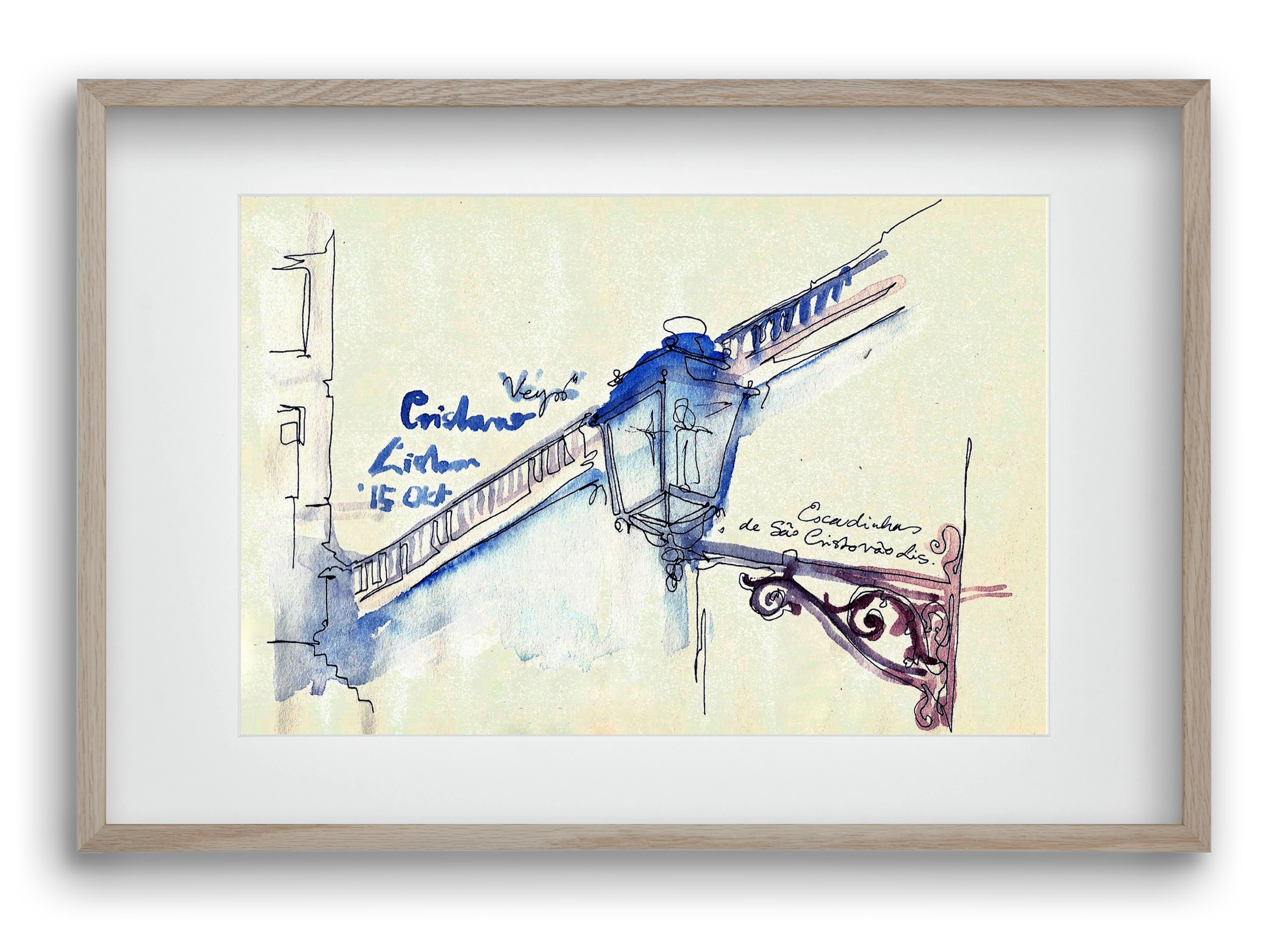 LISBON AQUARELLE NO.17, 60x40 cm (45x30 cm), Tölgy keret, paszpartuval