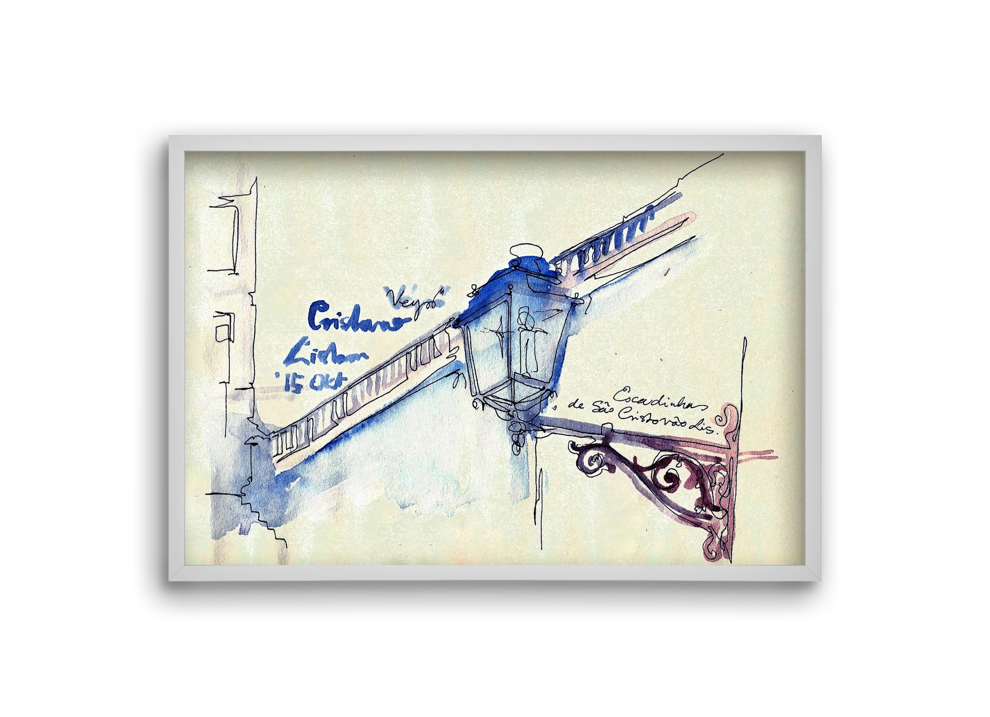 LISBON AQUARELLE NO.17, 30x20 cm (30x20 cm), Fehér keret