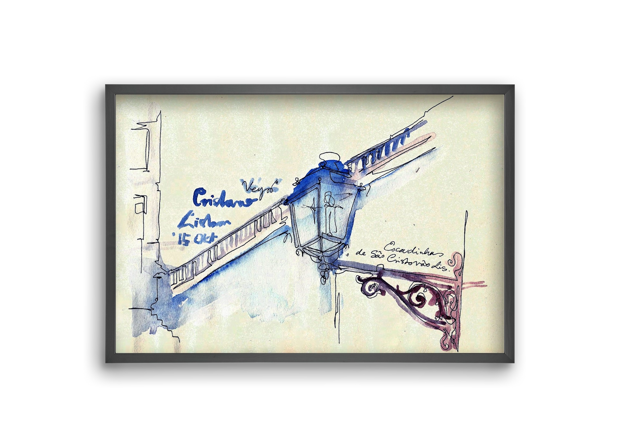 LISBON AQUARELLE NO.17, 30x20 cm (30x20 cm), Fekete keret