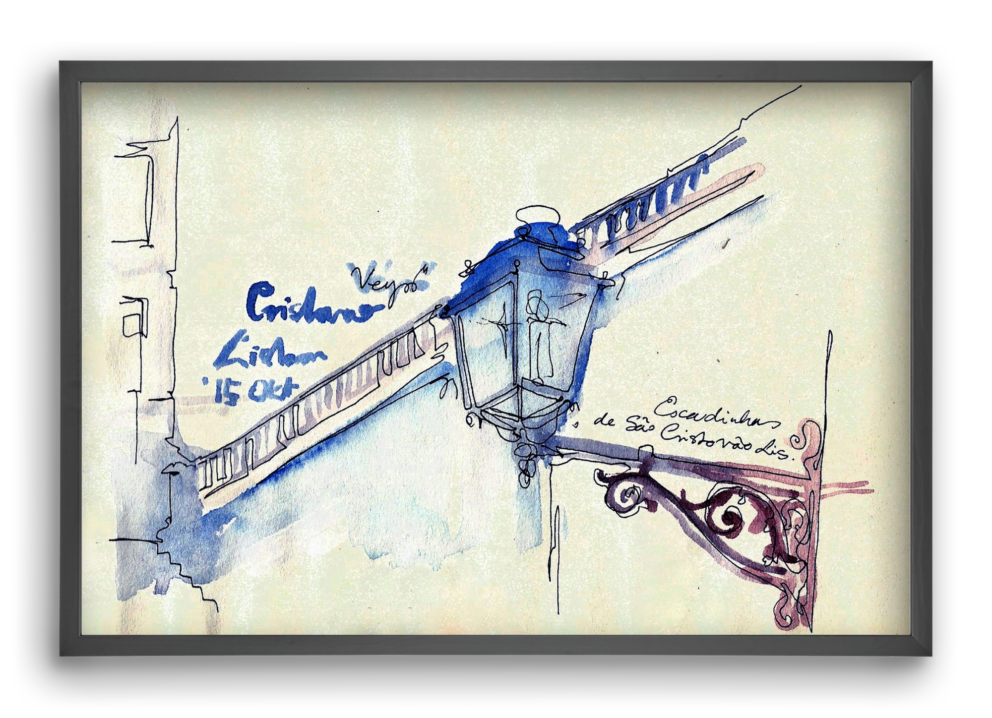 LISBON AQUARELLE NO.17, 60x40 cm (60x40 cm), Fekete keret