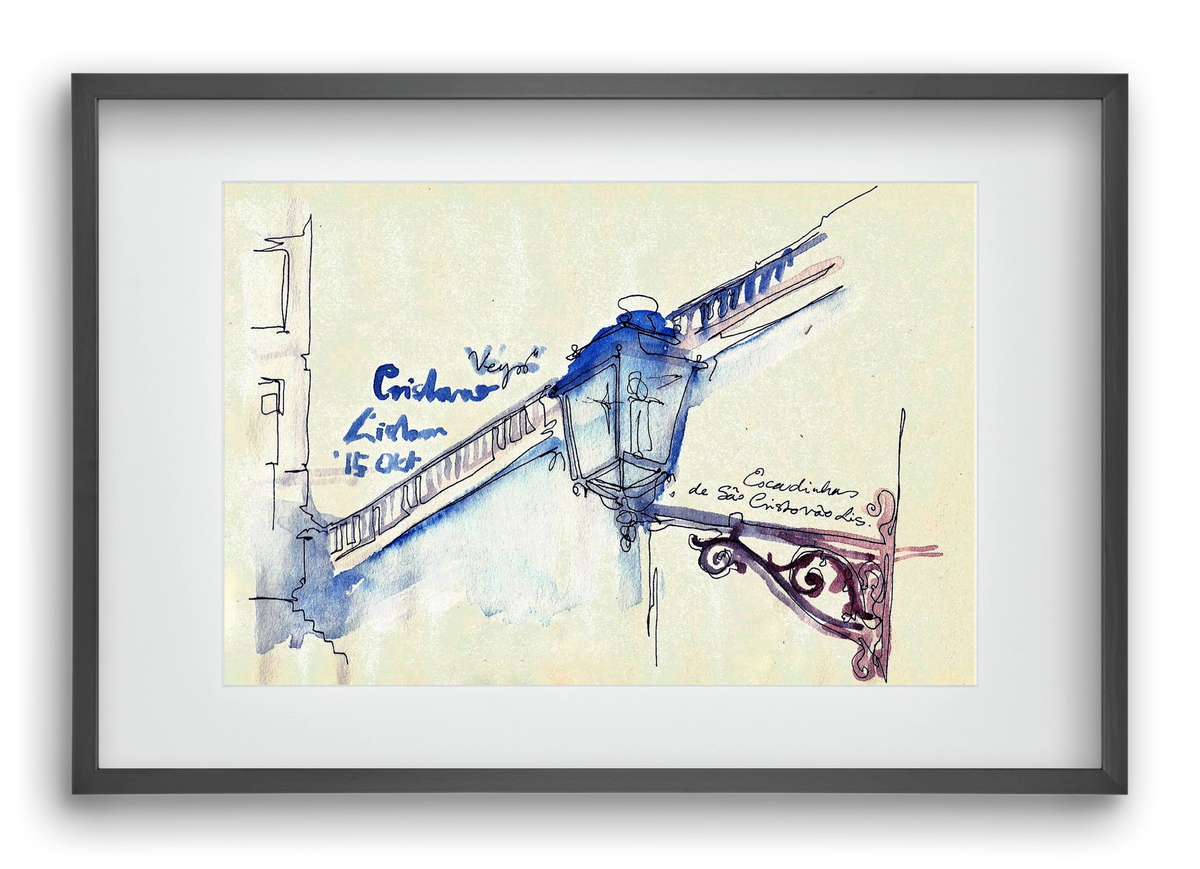 LISBON AQUARELLE NO.17, 60x40 cm (45x30 cm), Fekete keret, paszpartuval