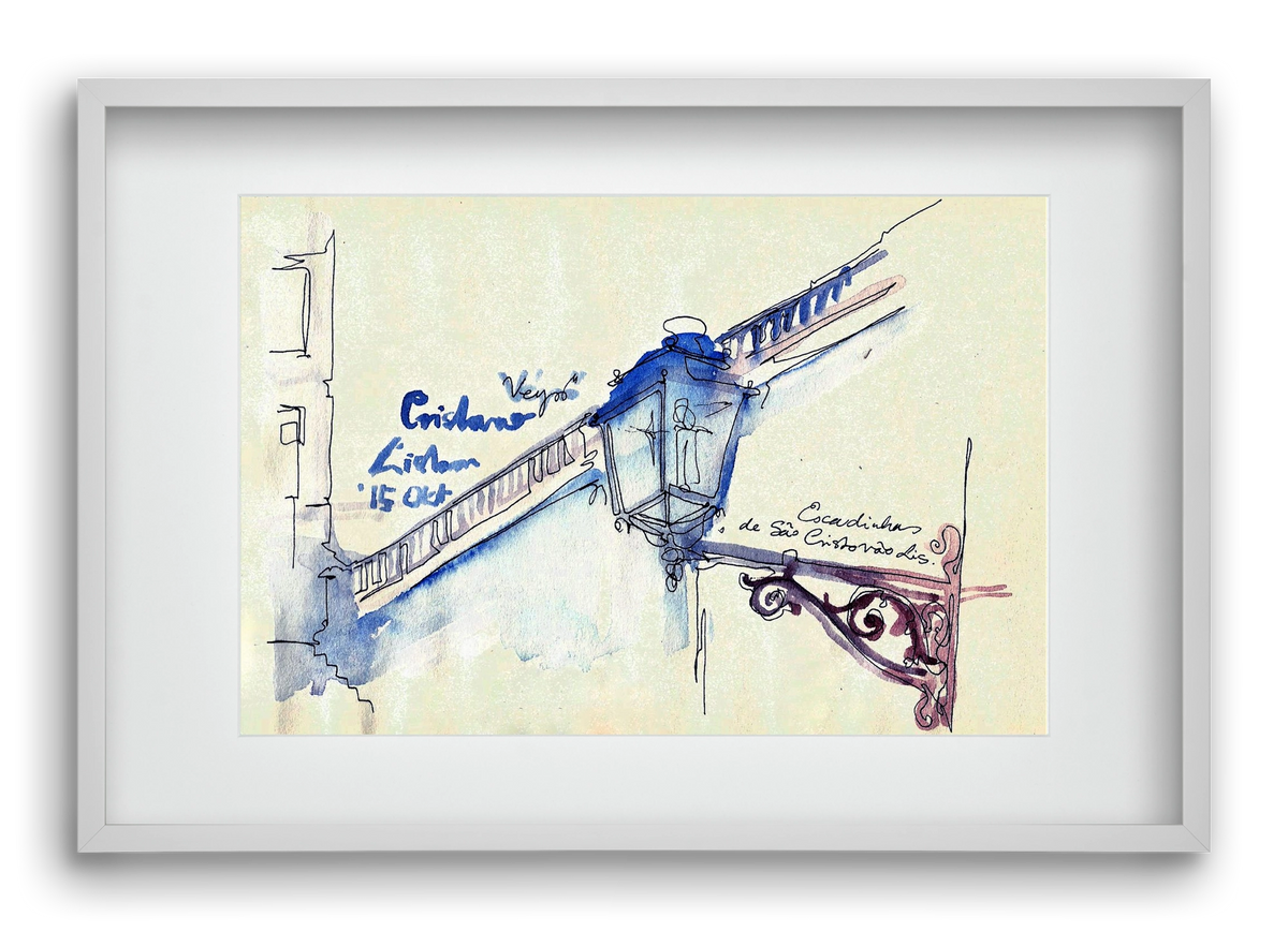 LISBON AQUARELLE NO.17, 60x40 cm (45x30 cm), Fehér keret, paszpartuval