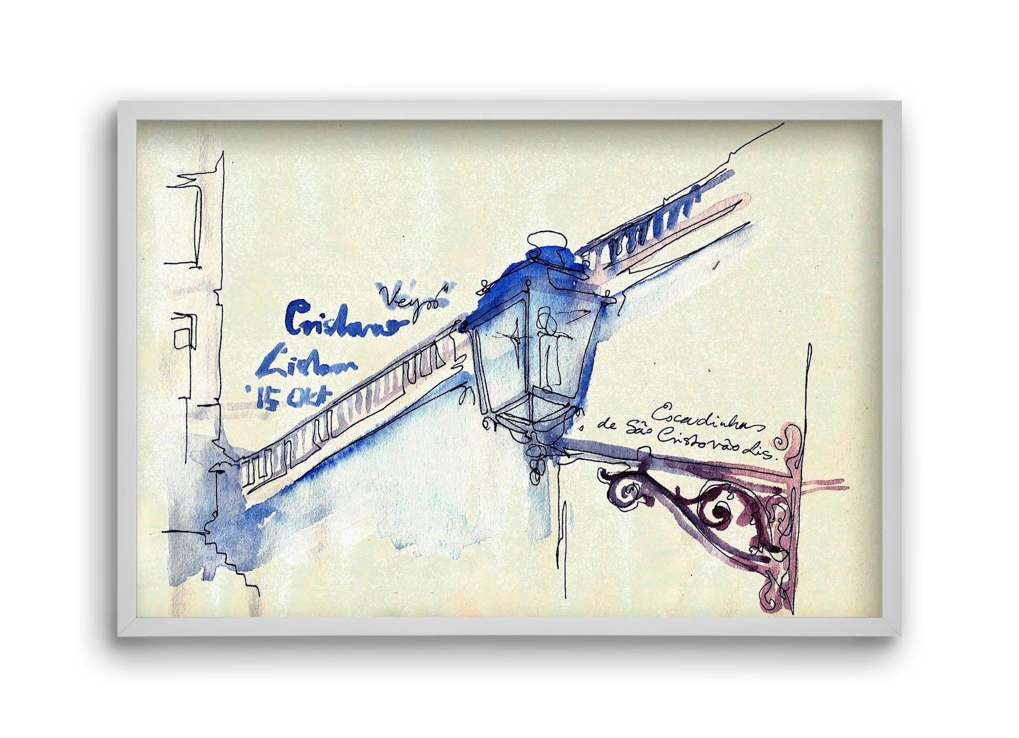 LISBON AQUARELLE NO.17, 45x30 cm (45x30 cm), Fehér keret