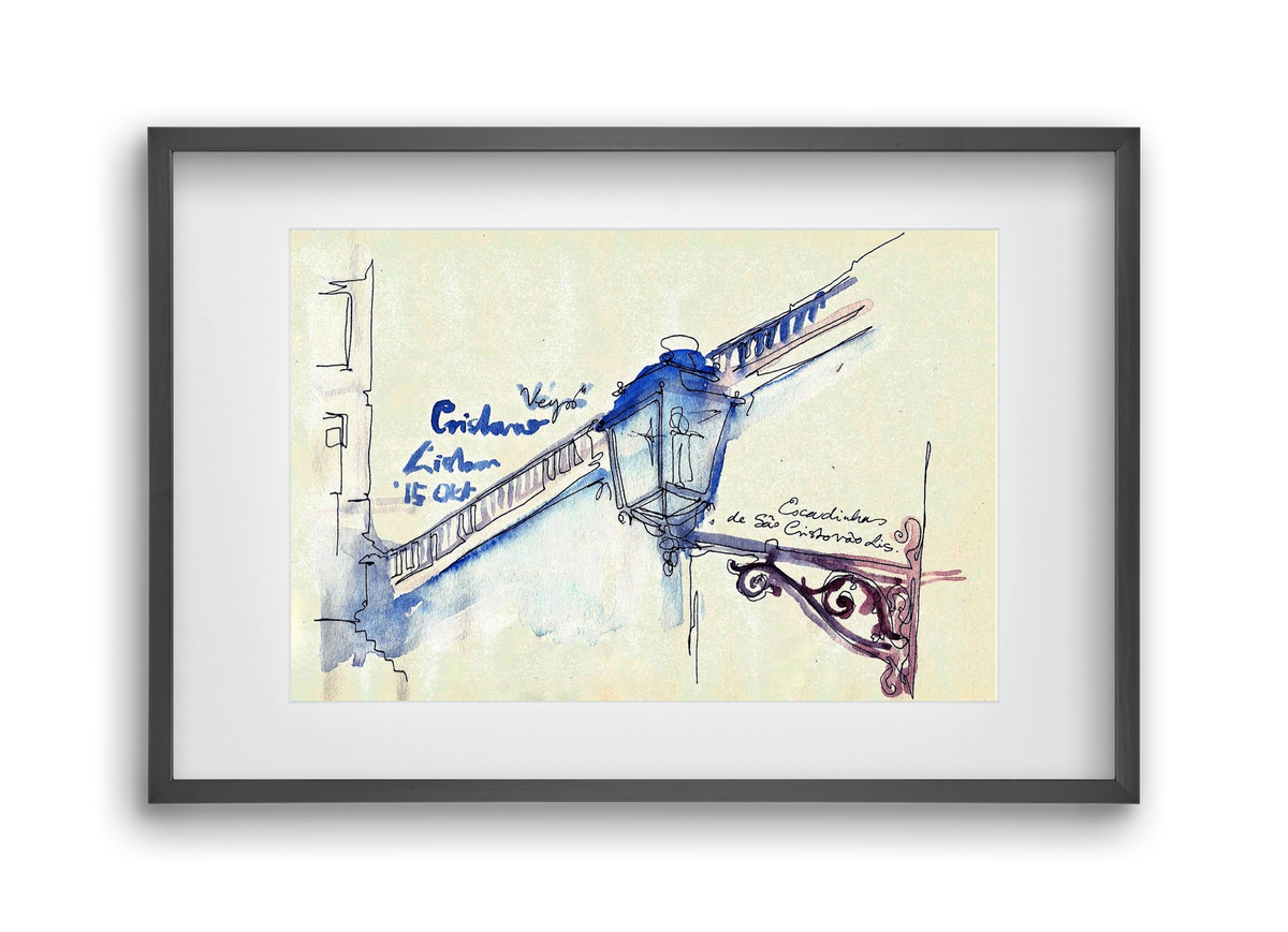 LISBON AQUARELLE NO.17, 45x30 cm (30x20 cm), Fekete keret, paszpartuval