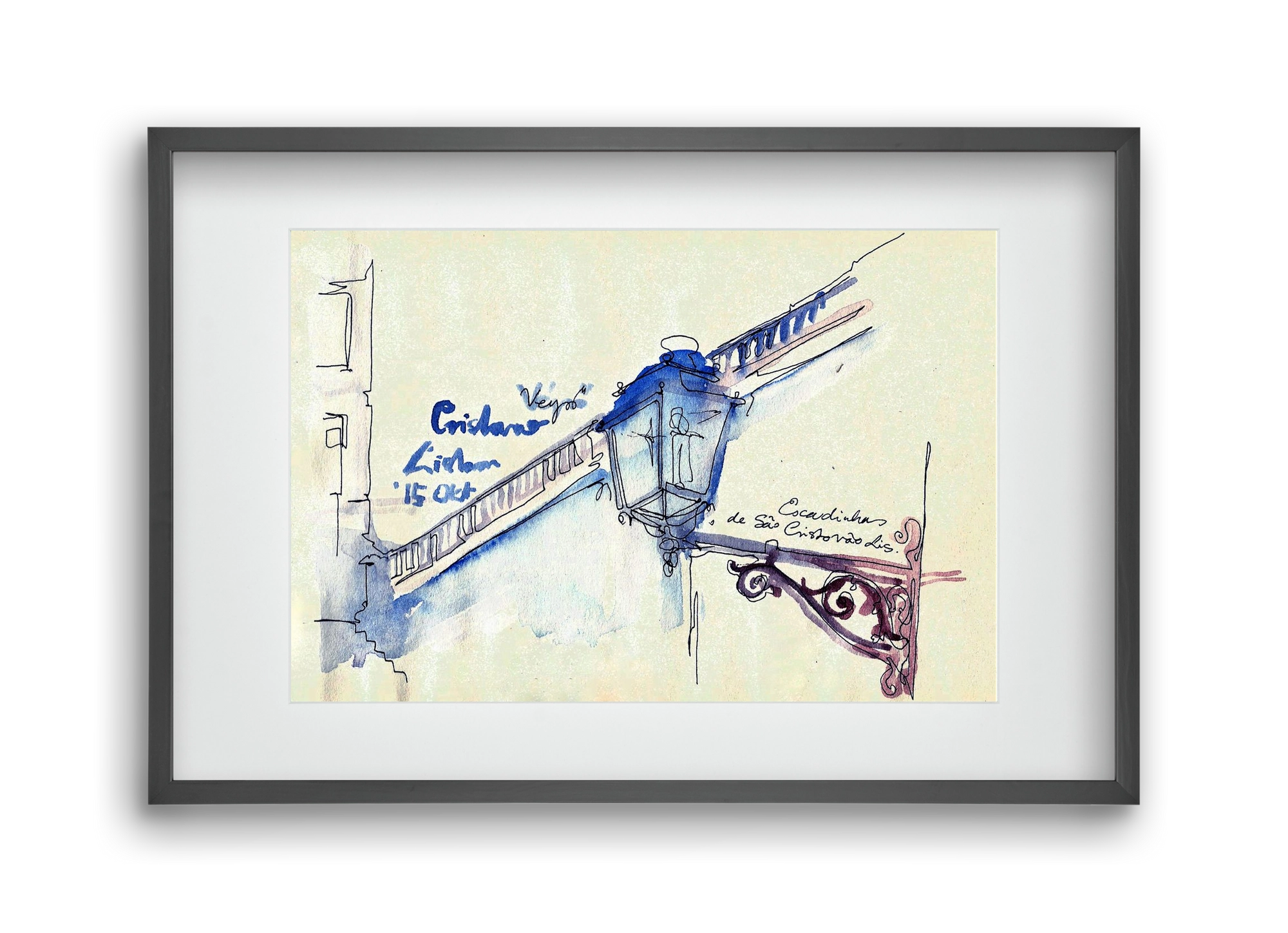 LISBON AQUARELLE NO.17, 45x30 cm (30x20 cm), Fekete keret, paszpartuval