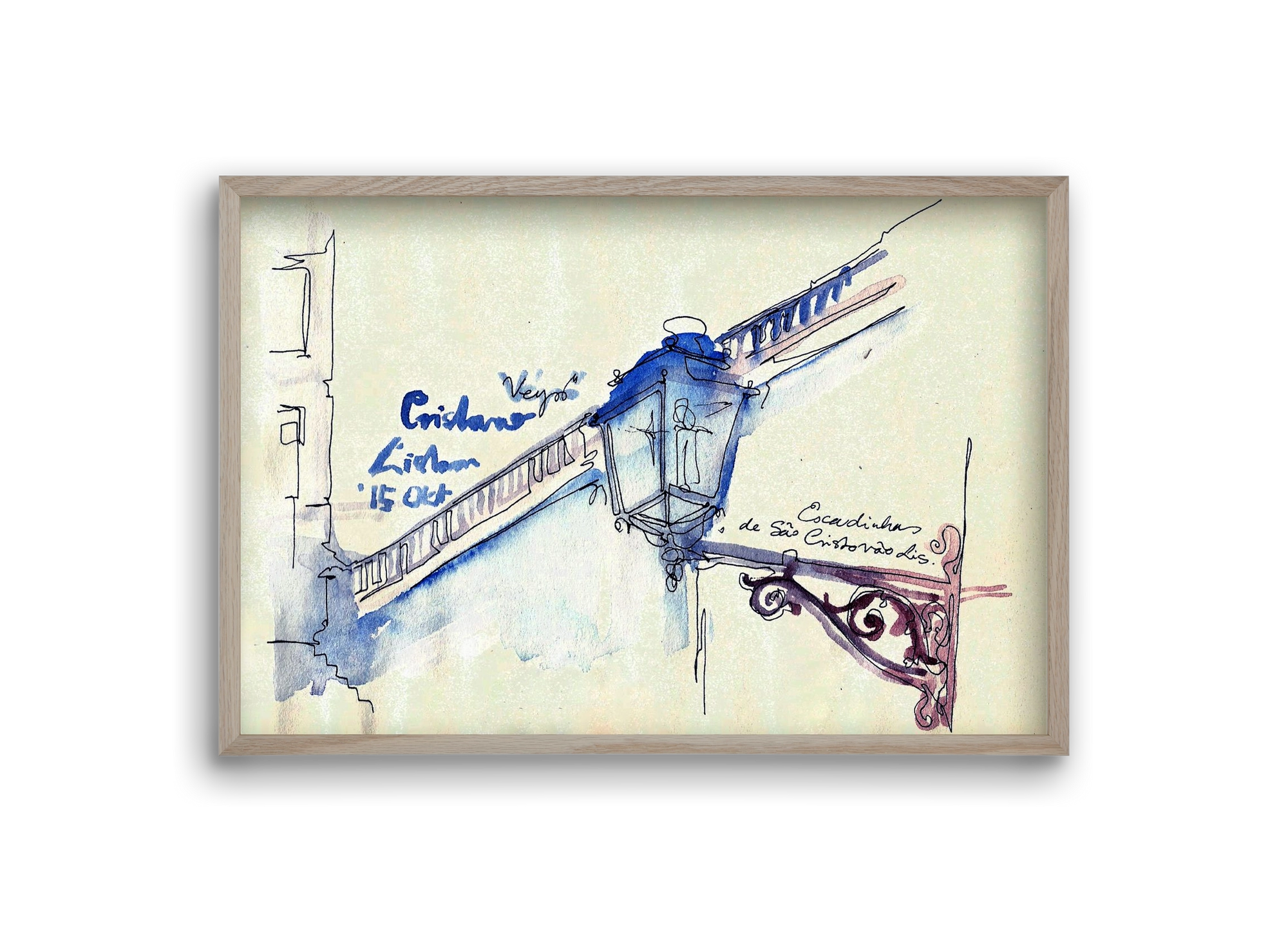 LISBON AQUARELLE NO.17, 30x20 cm (30x20 cm), Tölgy keret