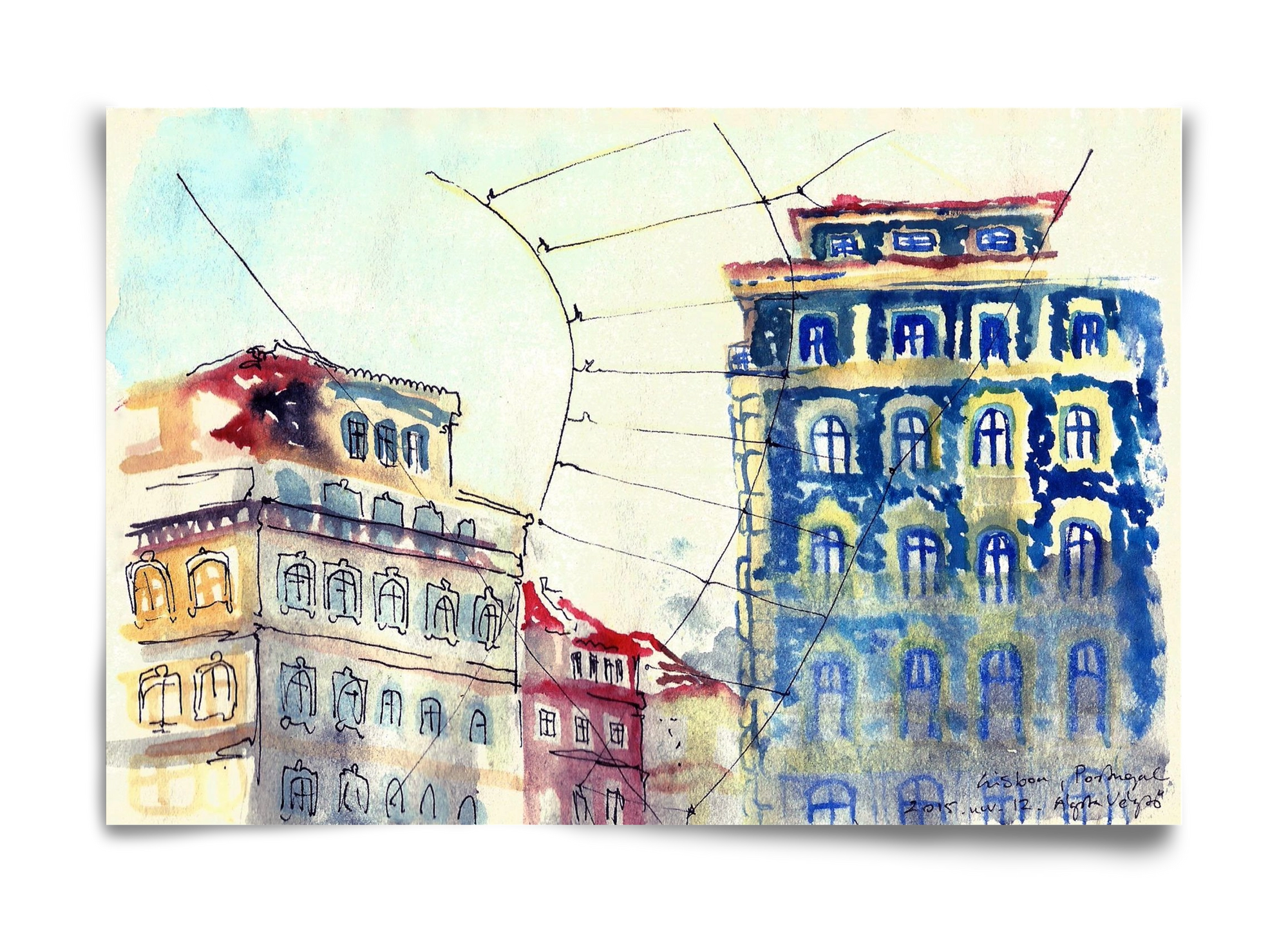 LISBON AQUARELLE NO.18, 60x40 cm, Keret nélkül