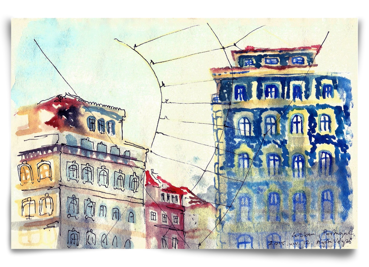 LISBON AQUARELLE NO.18, 90x60 cm, Keret nélkül