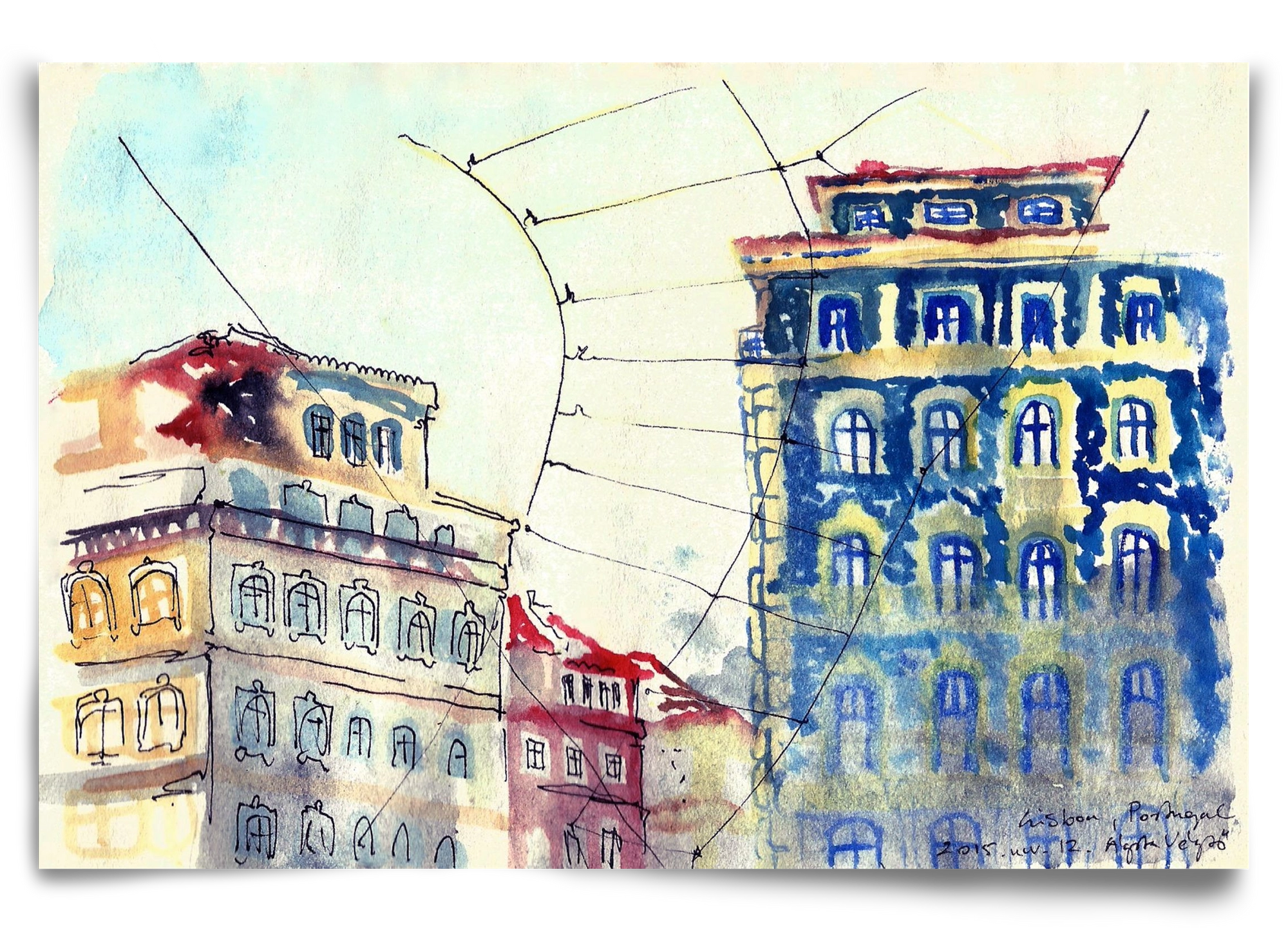 LISBON AQUARELLE NO.18, 90x60 cm, Keret nélkül