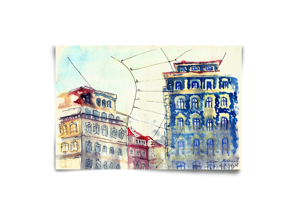 LISBON AQUARELLE NO.18, 30x20 cm, Keret nélkül