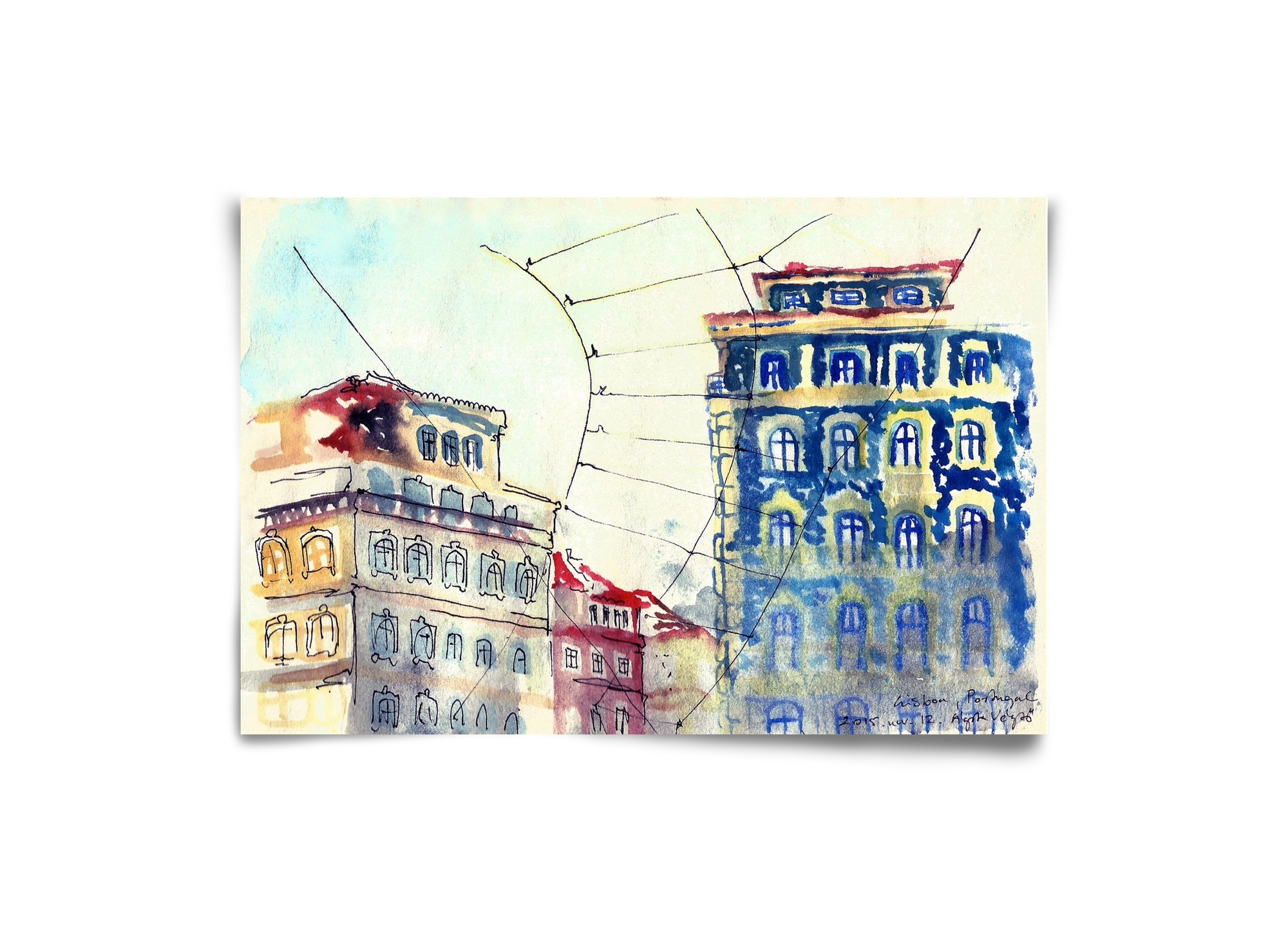 LISBON AQUARELLE NO.18, 30x20 cm, Keret nélkül