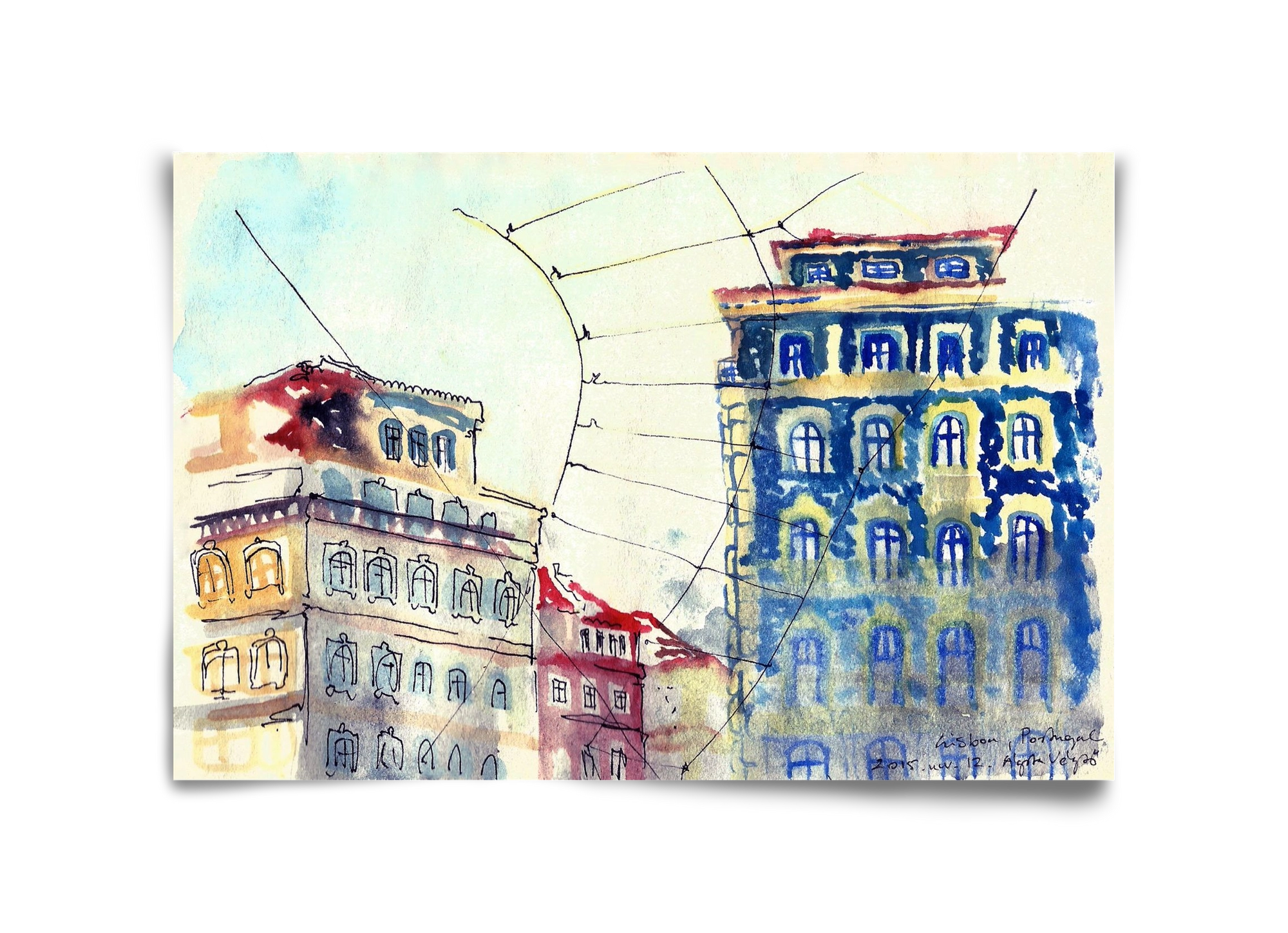 LISBON AQUARELLE NO.18, 45x30 cm, Keret nélkül