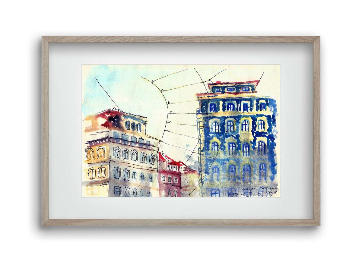 LISBON AQUARELLE NO.18, 45x30 cm (30x20 cm), Tölgy keret, paszpartuval