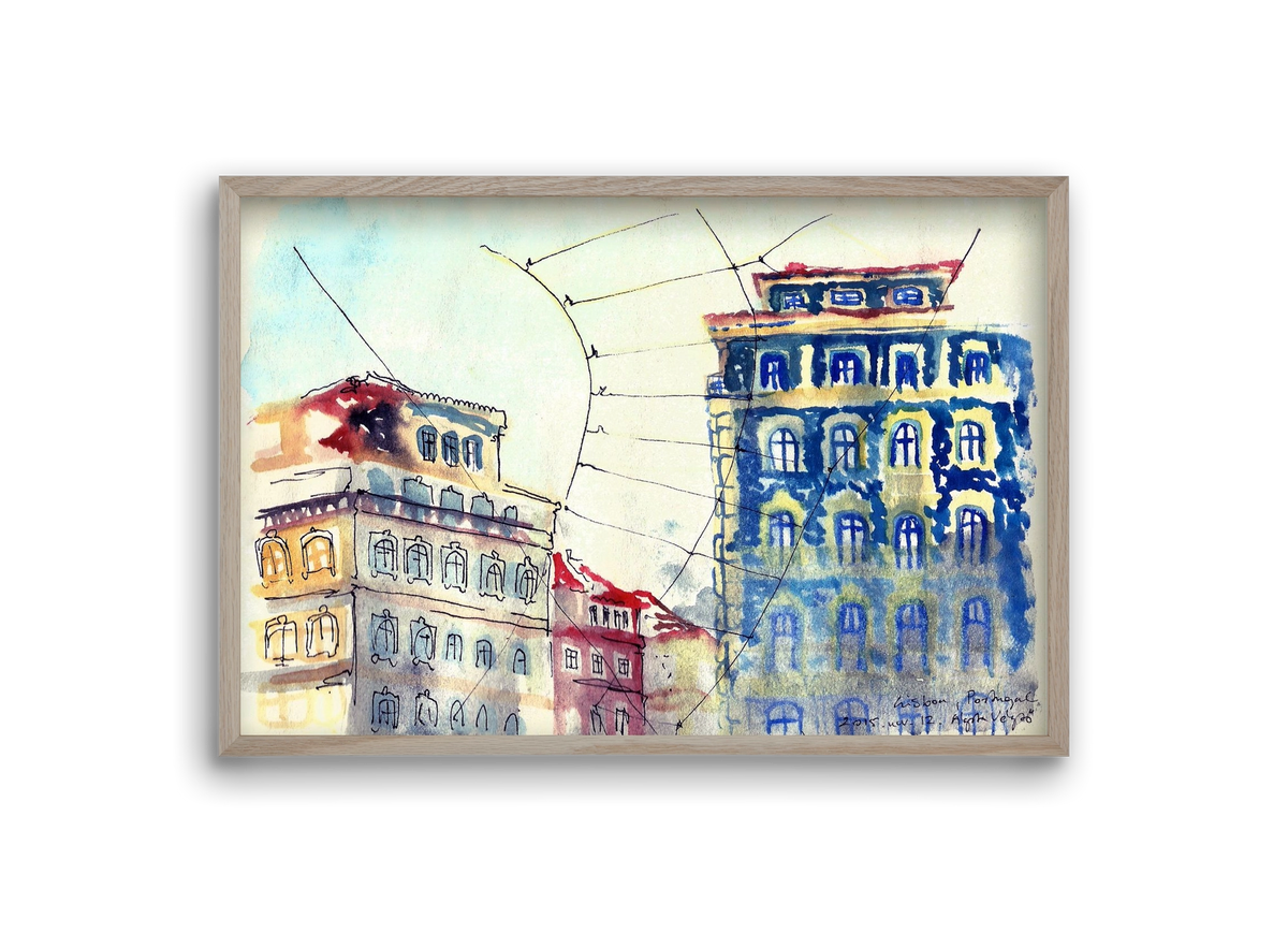 LISBON AQUARELLE NO.18, 30x20 cm (30x20 cm), Tölgy keret