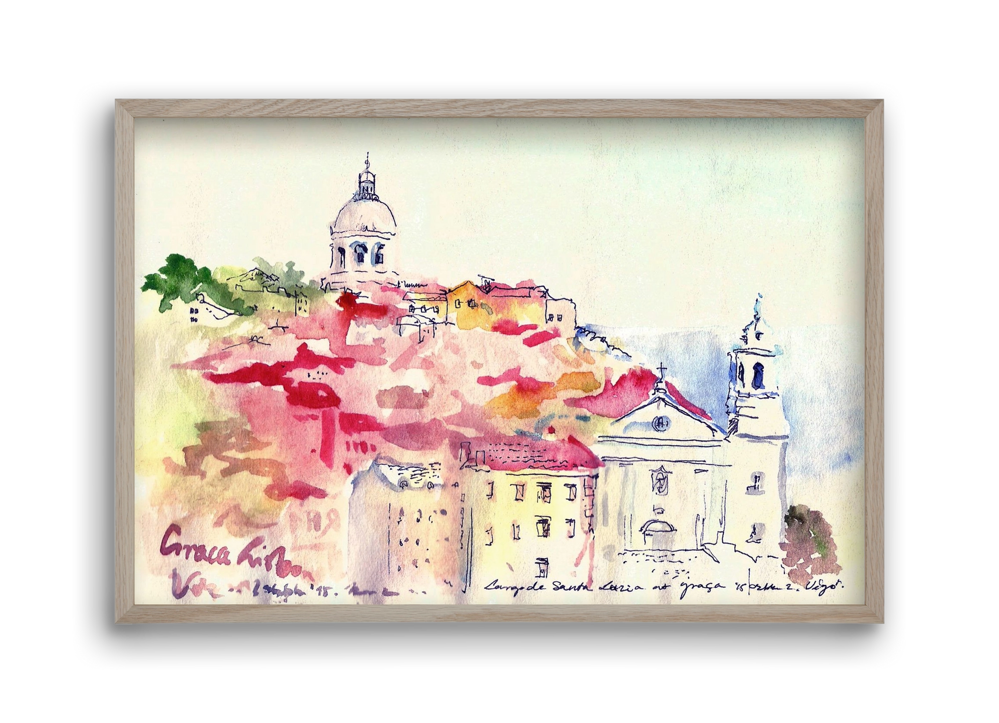 LISBON AQUARELLE NO.19, 45x30 cm (45x30 cm), Tölgy keret