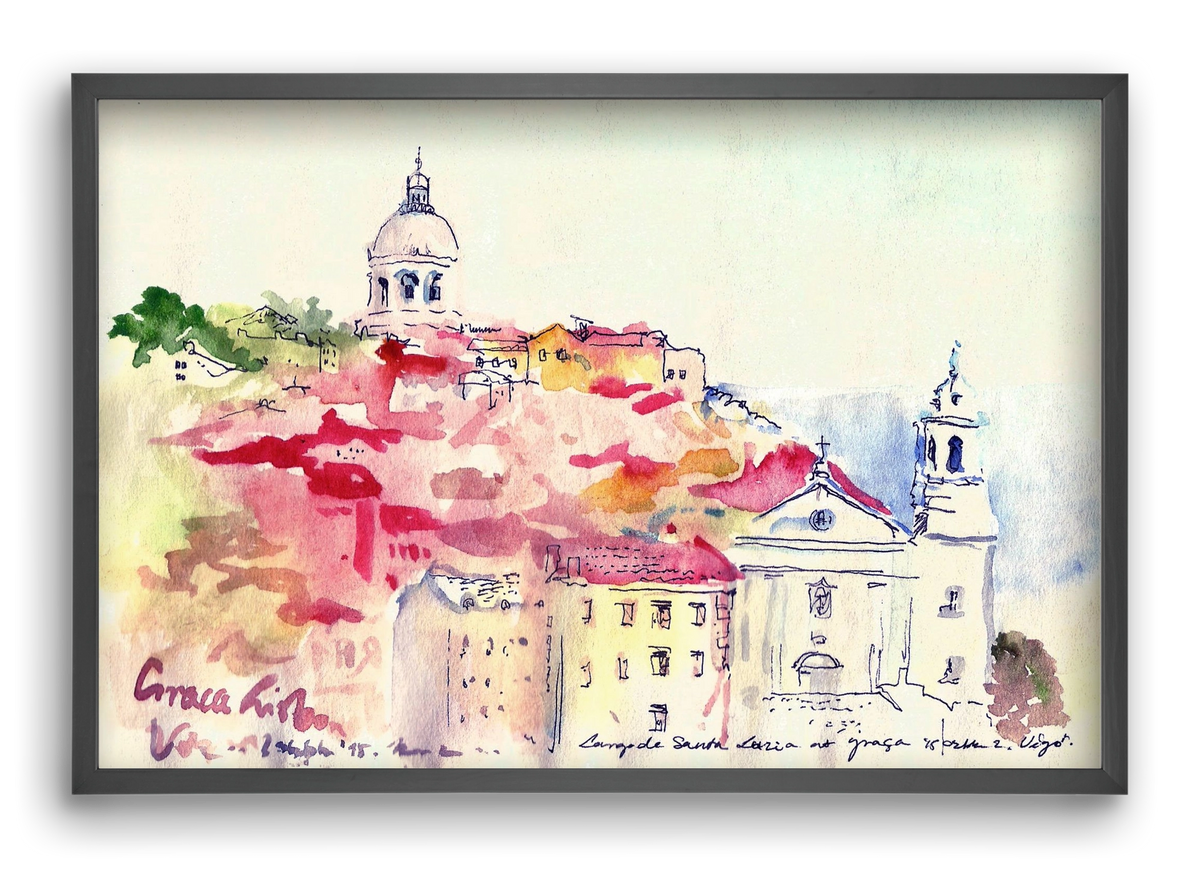 LISBON AQUARELLE NO.19, 60x40 cm (60x40 cm), Fekete keret