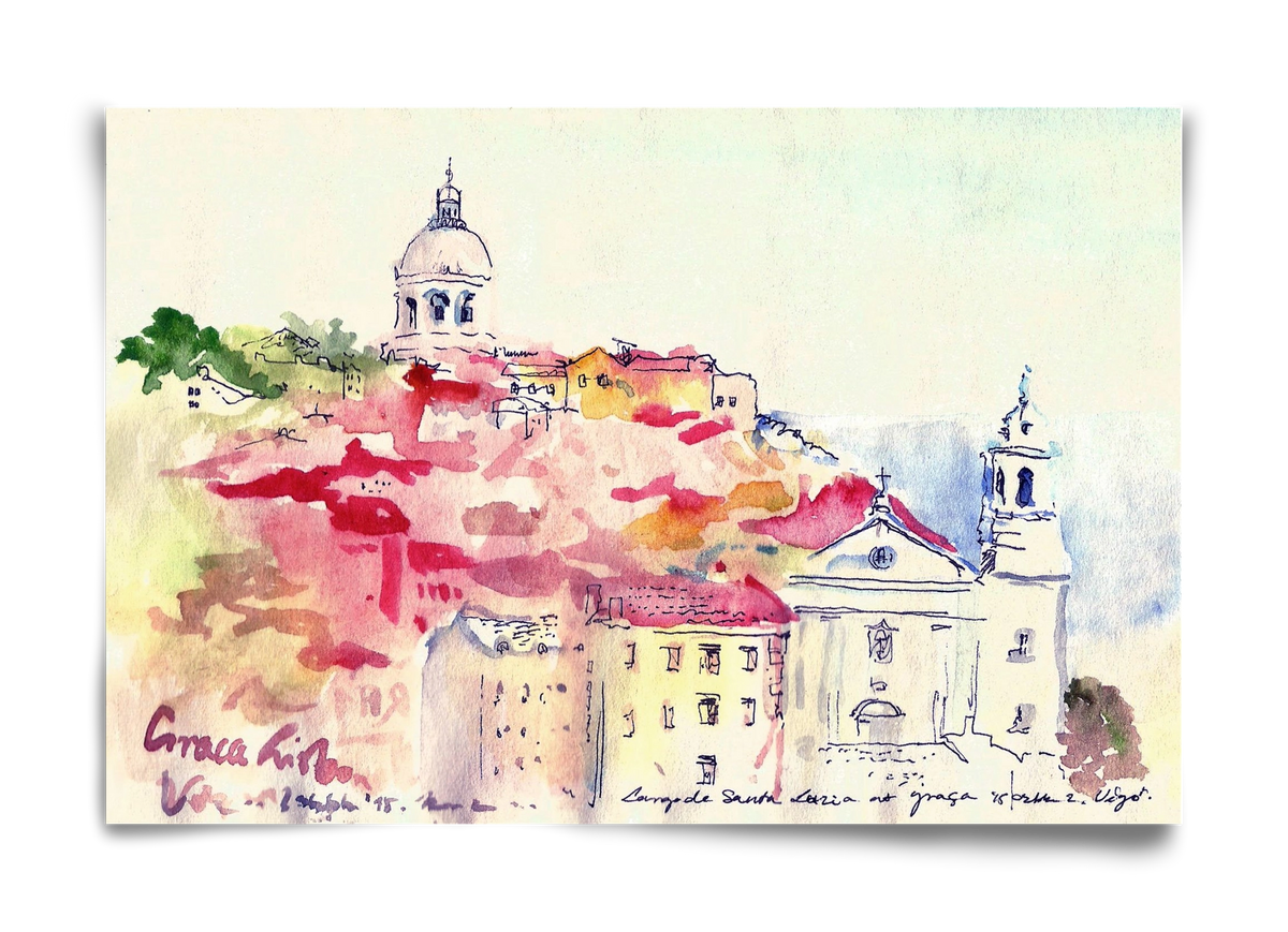 LISBON AQUARELLE NO.19, 60x40 cm, Keret nélkül