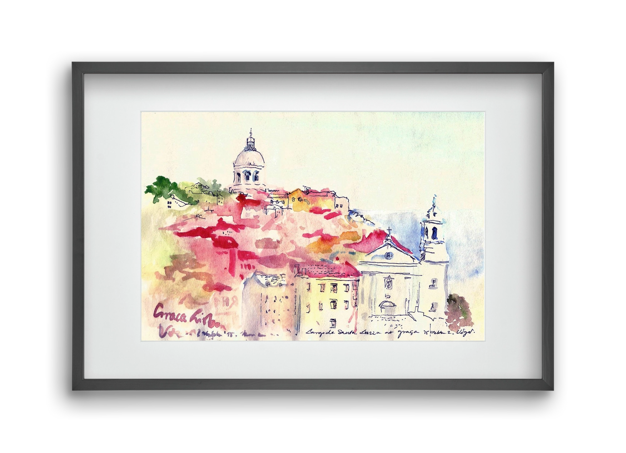 LISBON AQUARELLE NO.19, 45x30 cm (30x20 cm), Fekete keret, paszpartuval