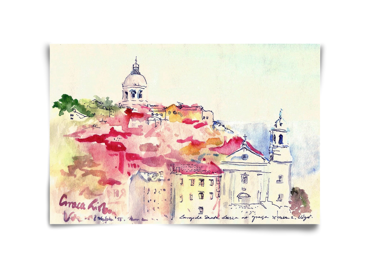 LISBON AQUARELLE NO.19, 45x30 cm, Keret nélkül