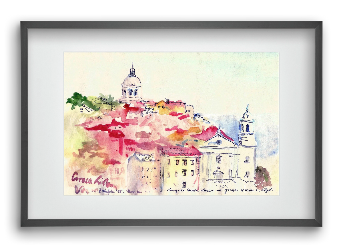 LISBON AQUARELLE NO.19, 60x40 cm (45x30 cm), Fekete keret, paszpartuval